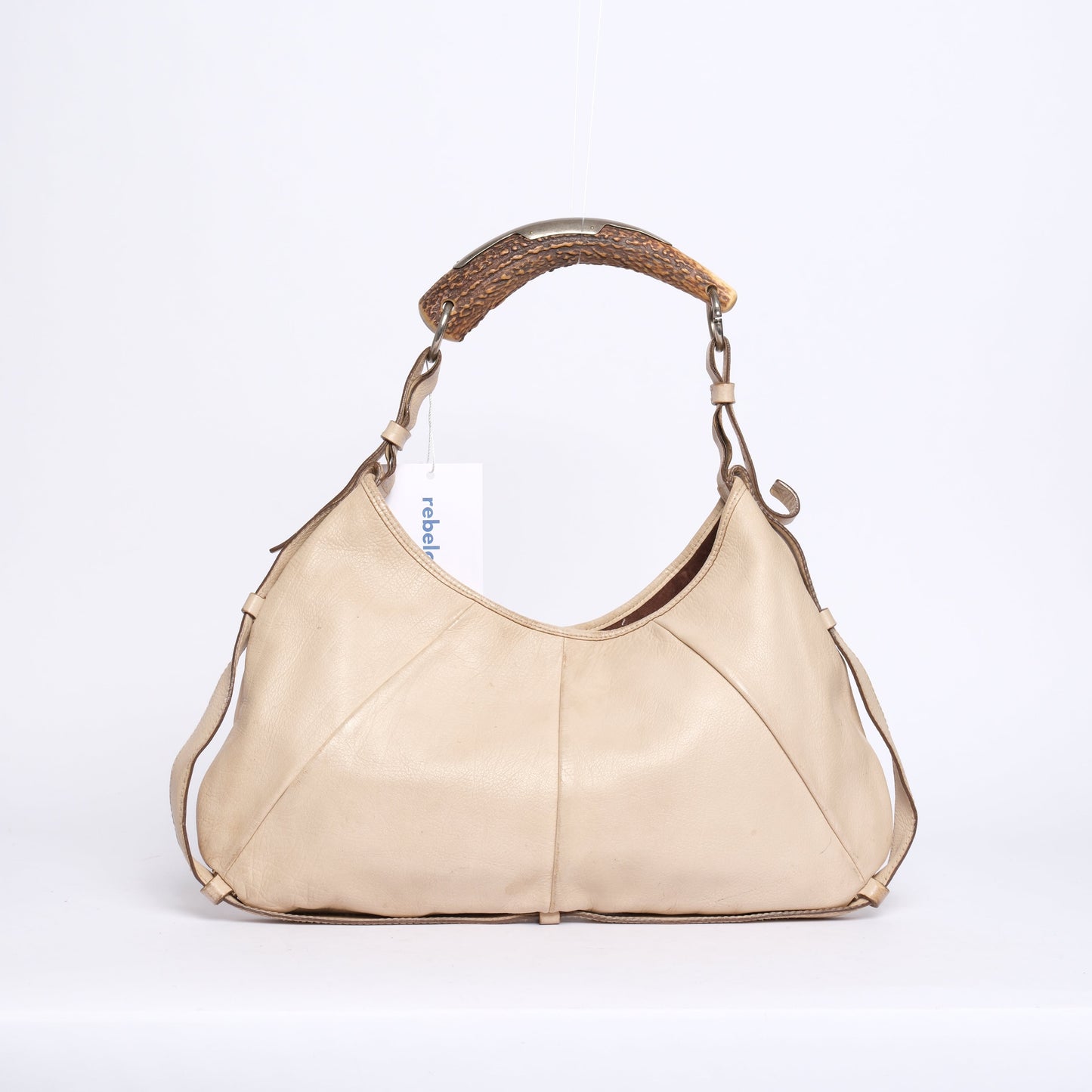 Yves Saint Laurent Beige Leather Mombasa Shoulder Bag