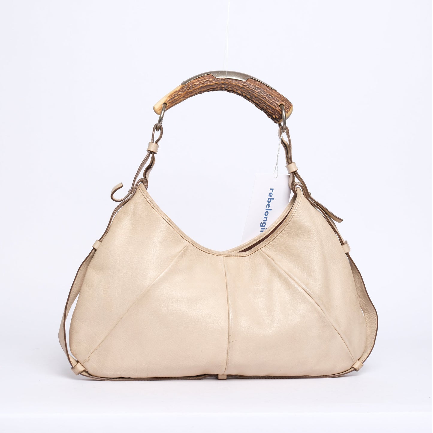 Yves Saint Laurent Beige Leather Mombasa Shoulder Bag