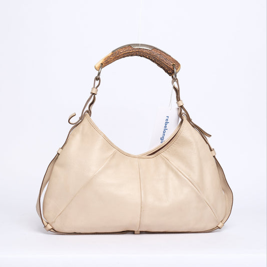 Yves Saint Laurent Beige Leather Mombasa Shoulder Bag