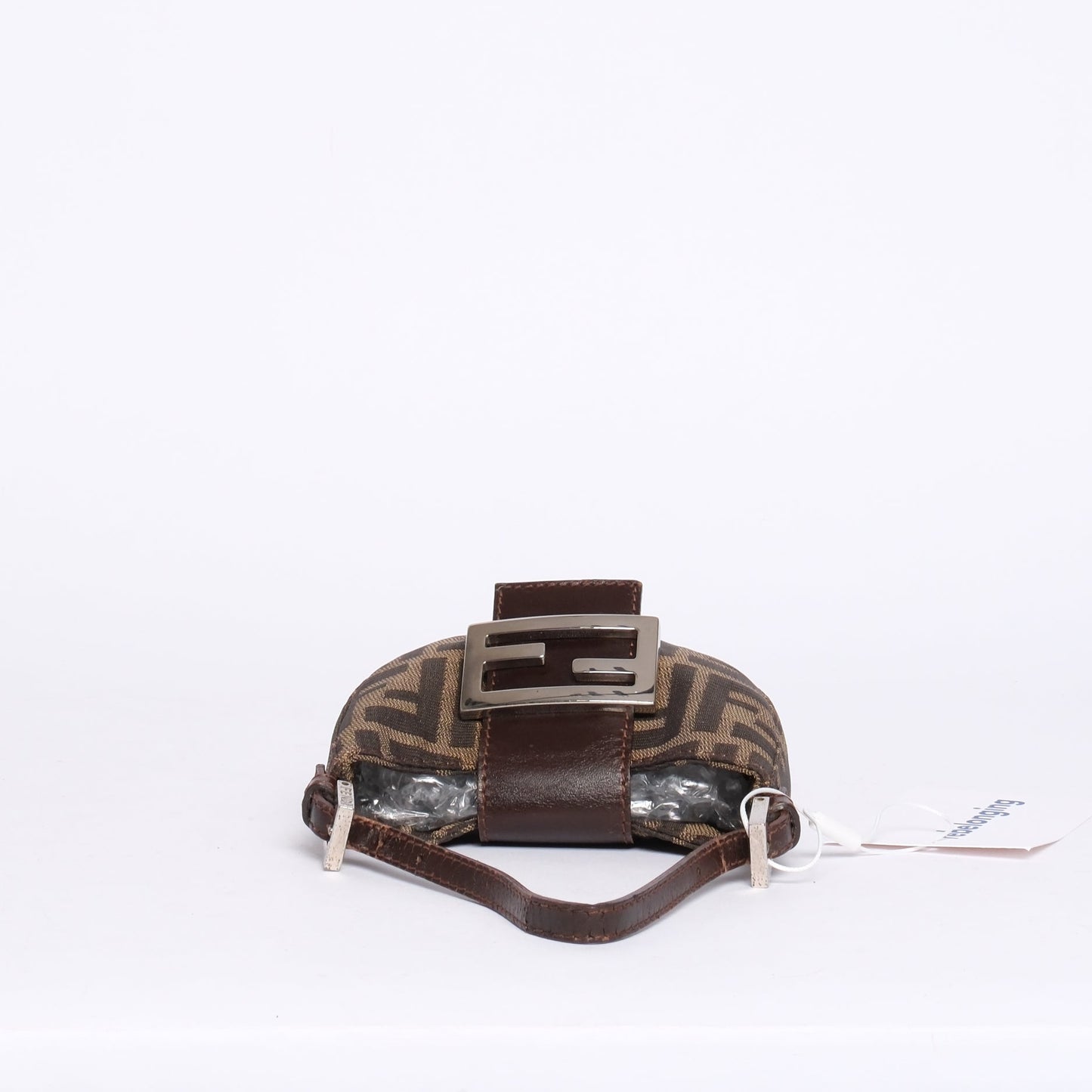 Fendi Brown Canvas Zucca Monogram Mini Croissant Top Handle Bag