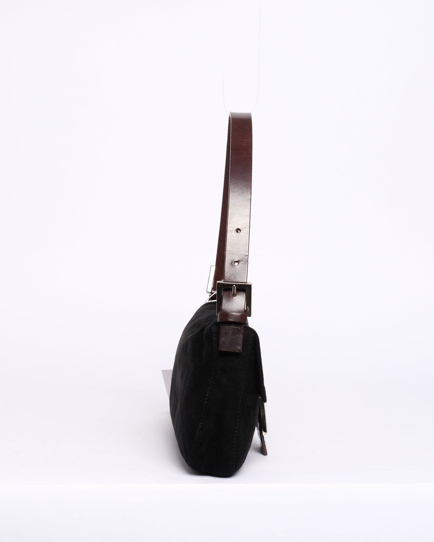 Fendi Black & Brown Suede & Leather Baguette Shoulder Bag