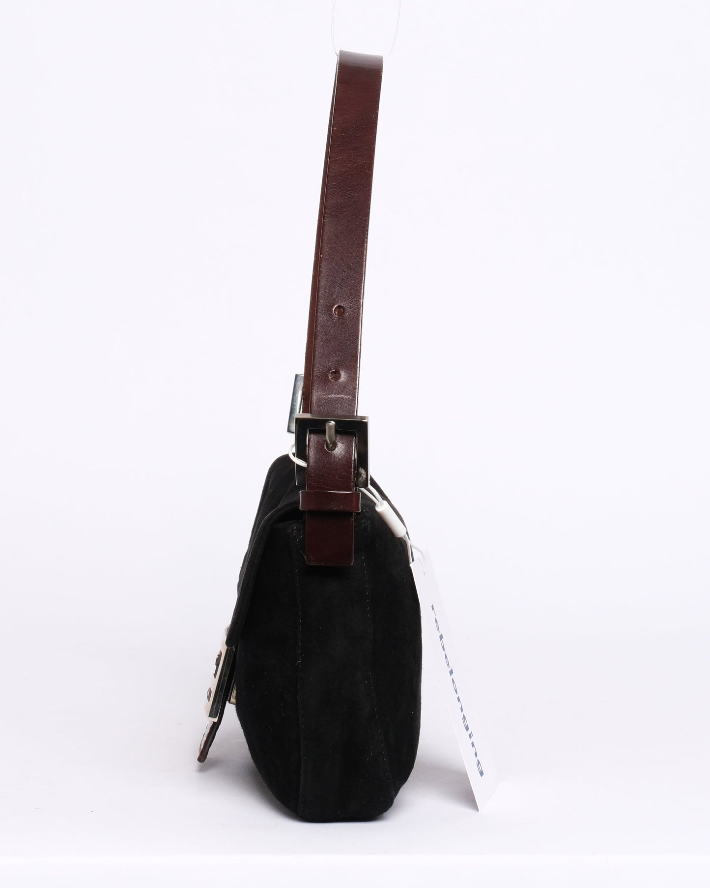 Fendi Black & Brown Suede & Leather Baguette Shoulder Bag