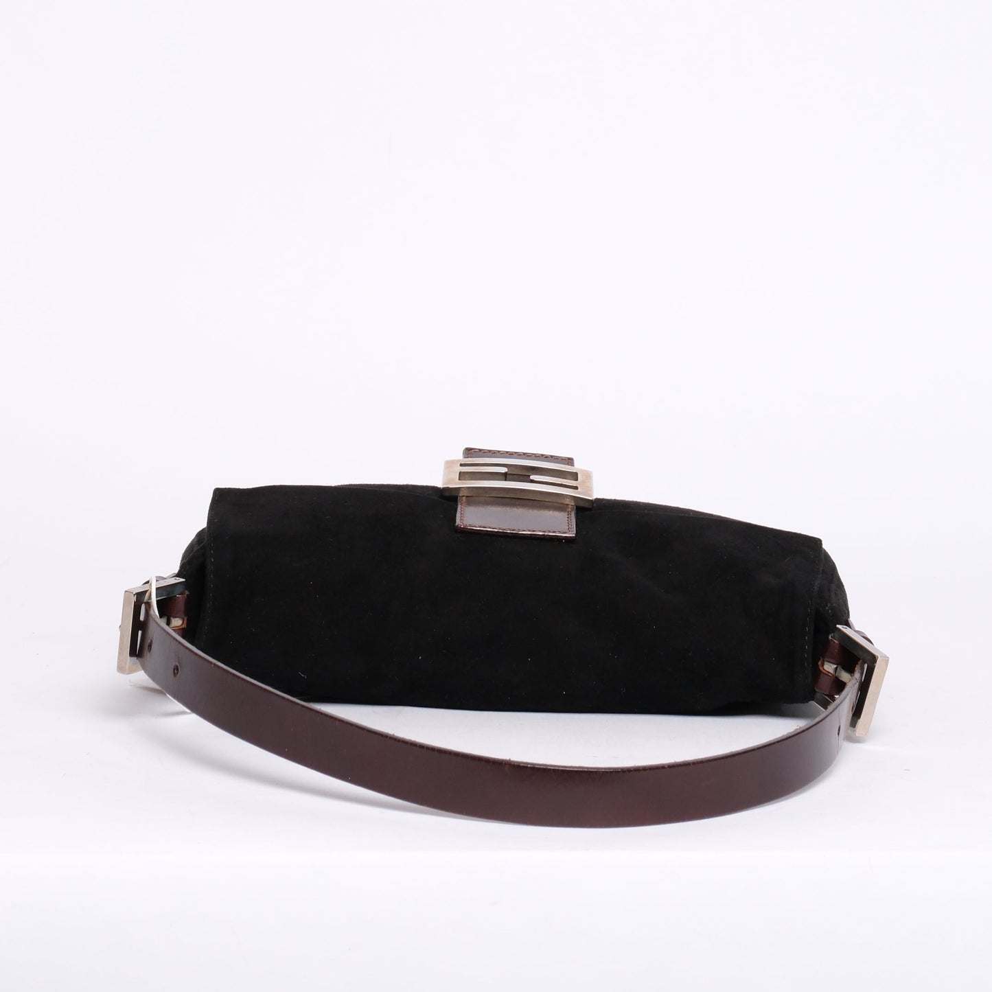 Fendi Black & Brown Suede & Leather Baguette Shoulder Bag
