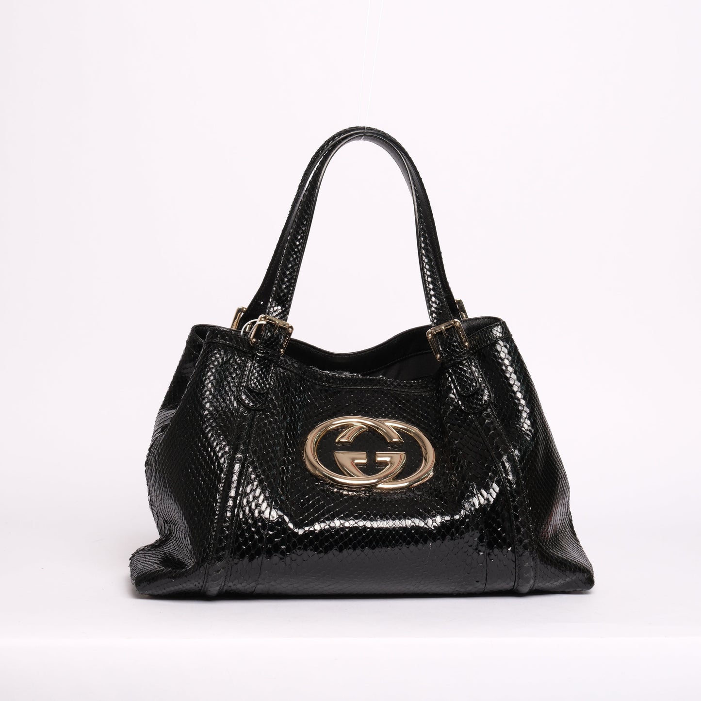 Gucci Black Python Leather Shoulder Bag