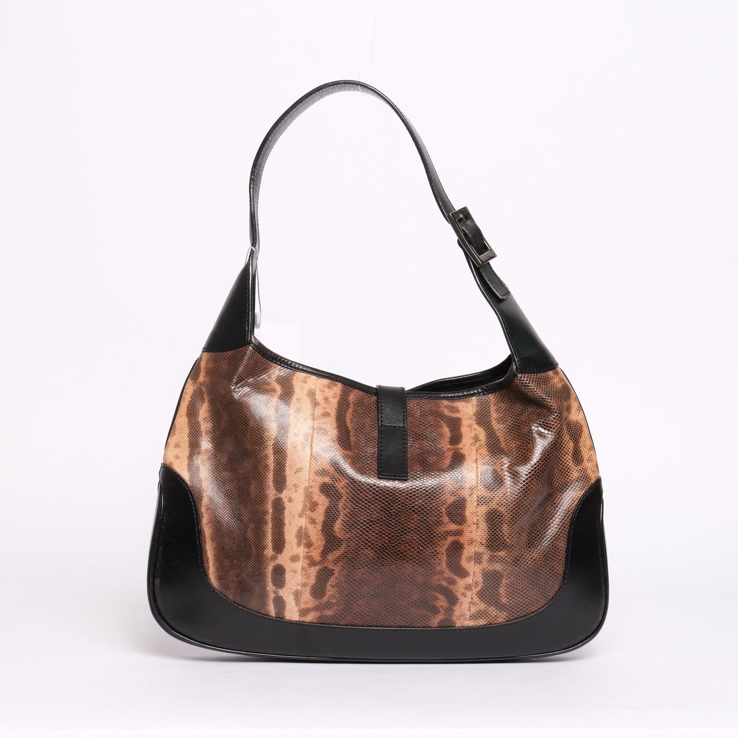Gucci Brown & Black Python Leather Jackie Shoulder Bag