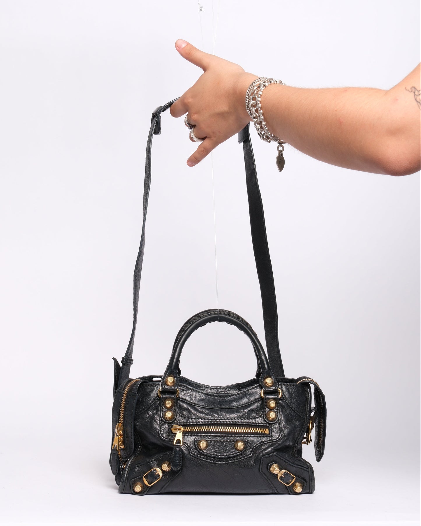 Balenciaga Black Leather Mini City Bag Giant GHW