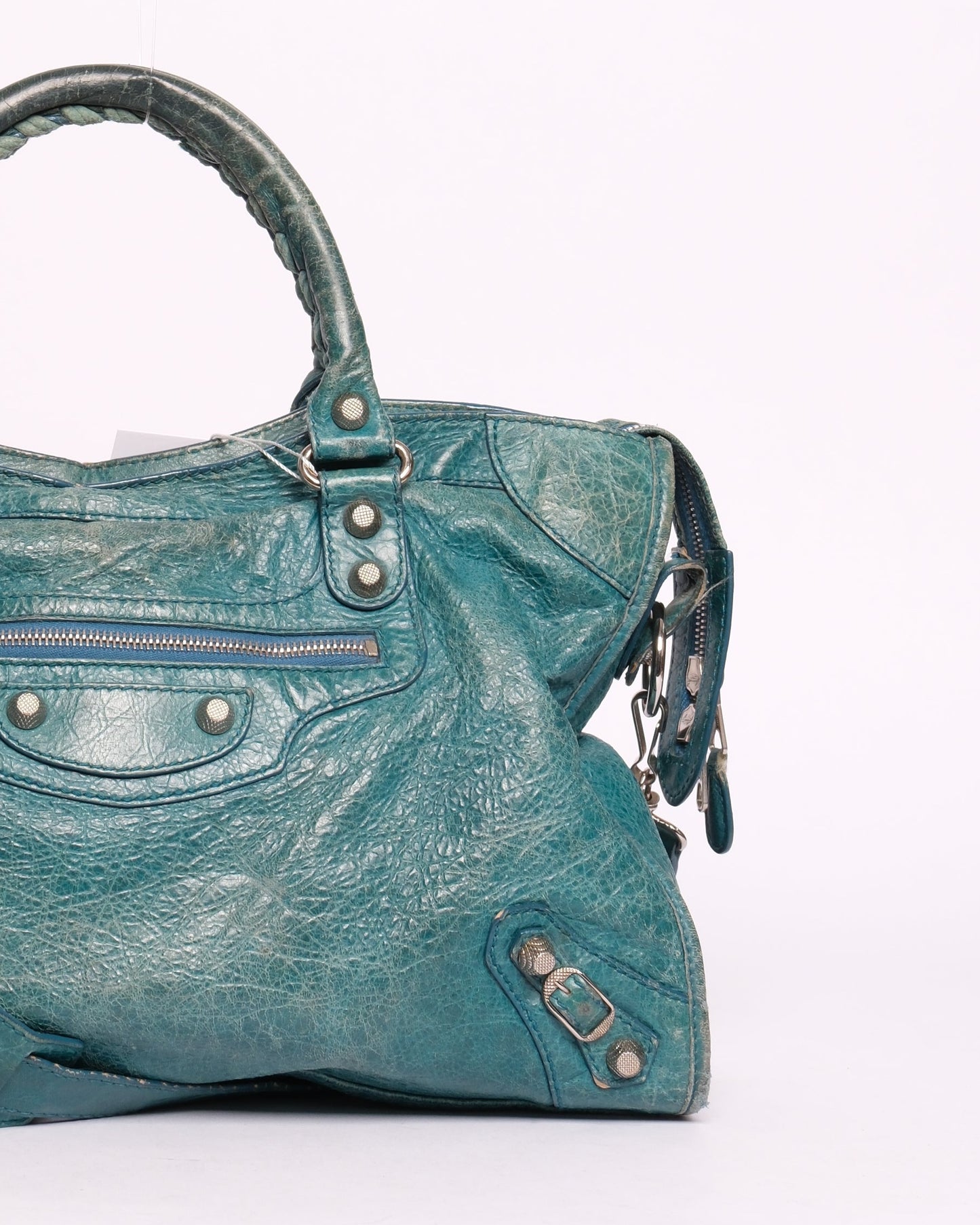 Balenciaga Teal Leather City Bag