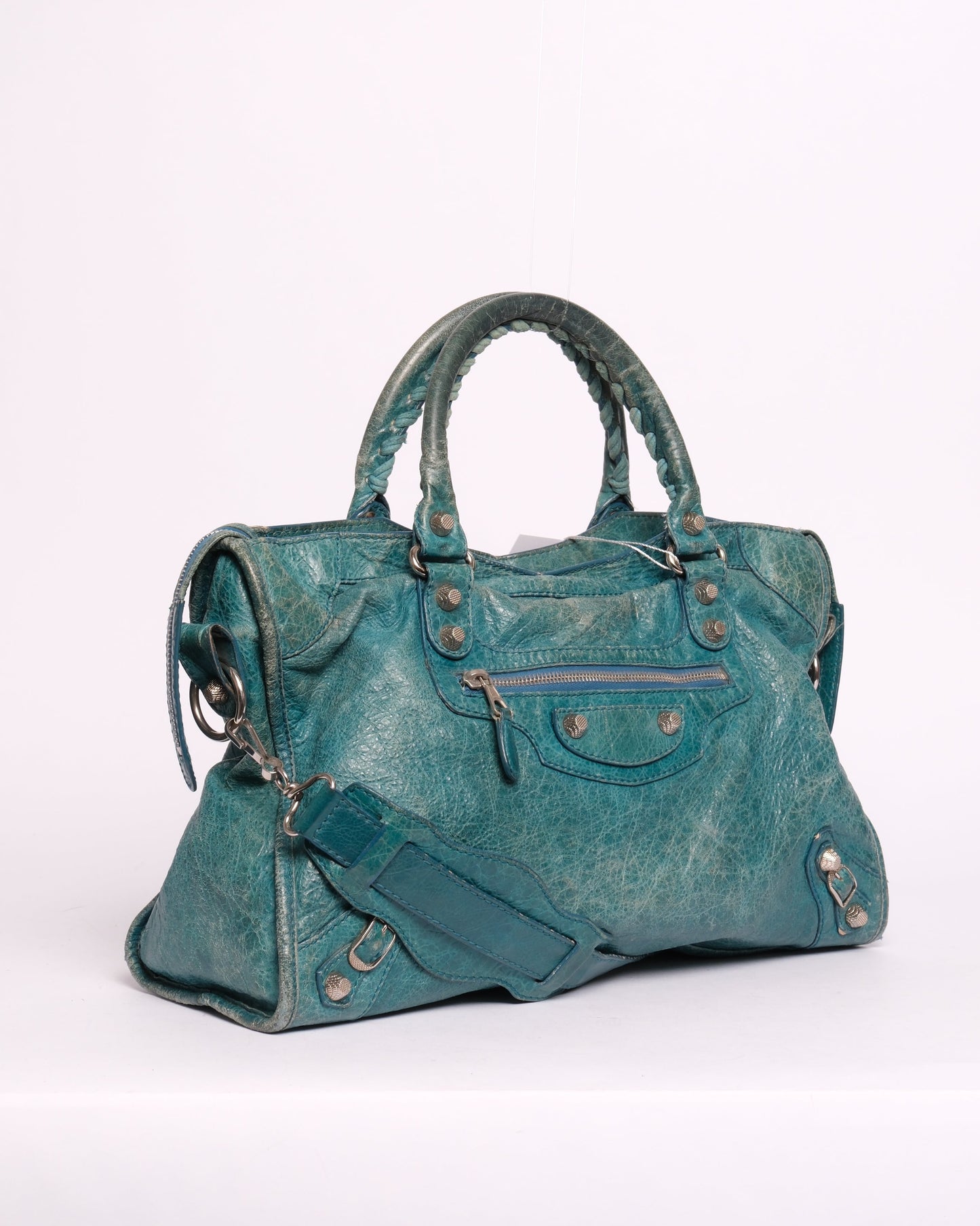 Balenciaga Teal Leather City Bag