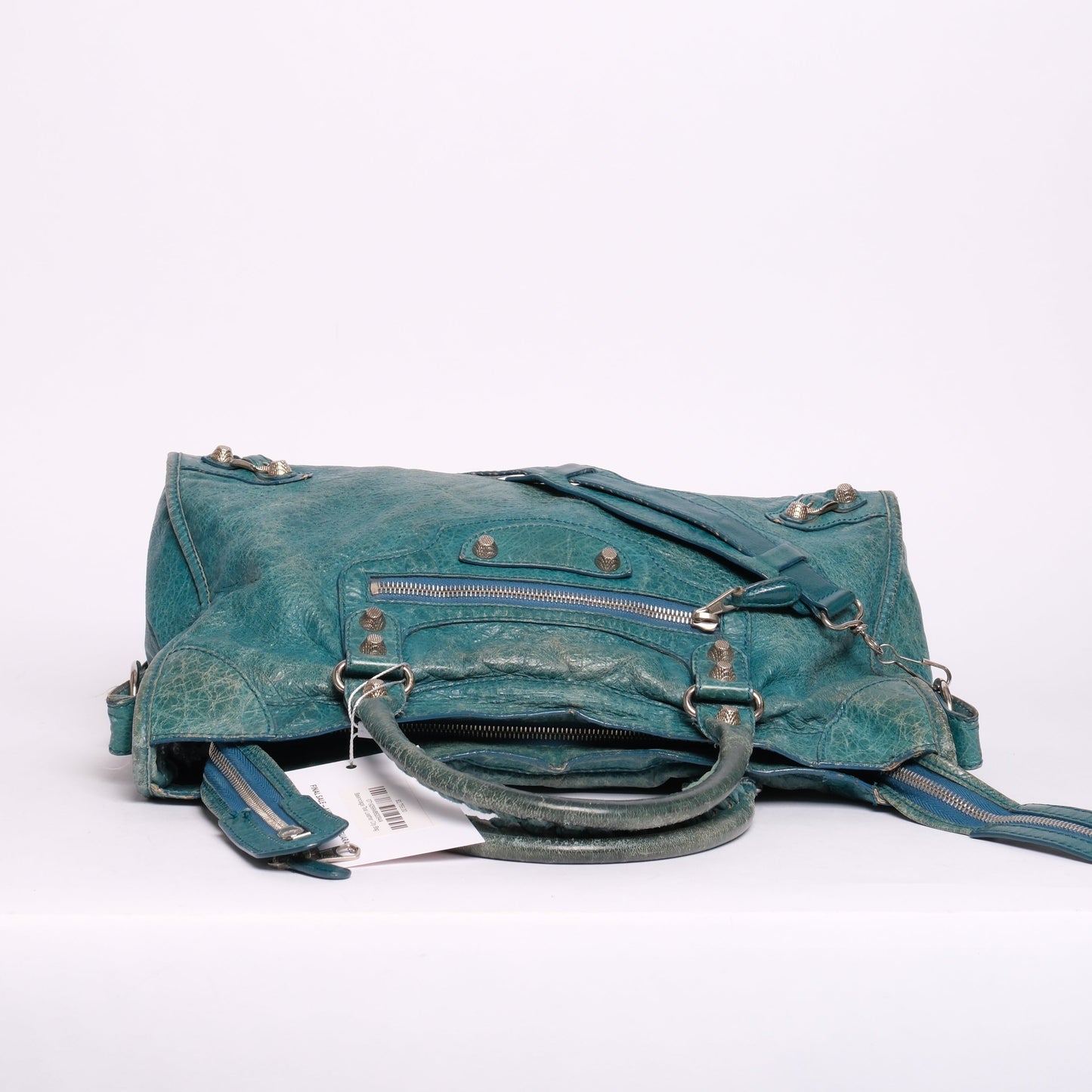 Balenciaga Teal Leather City Bag