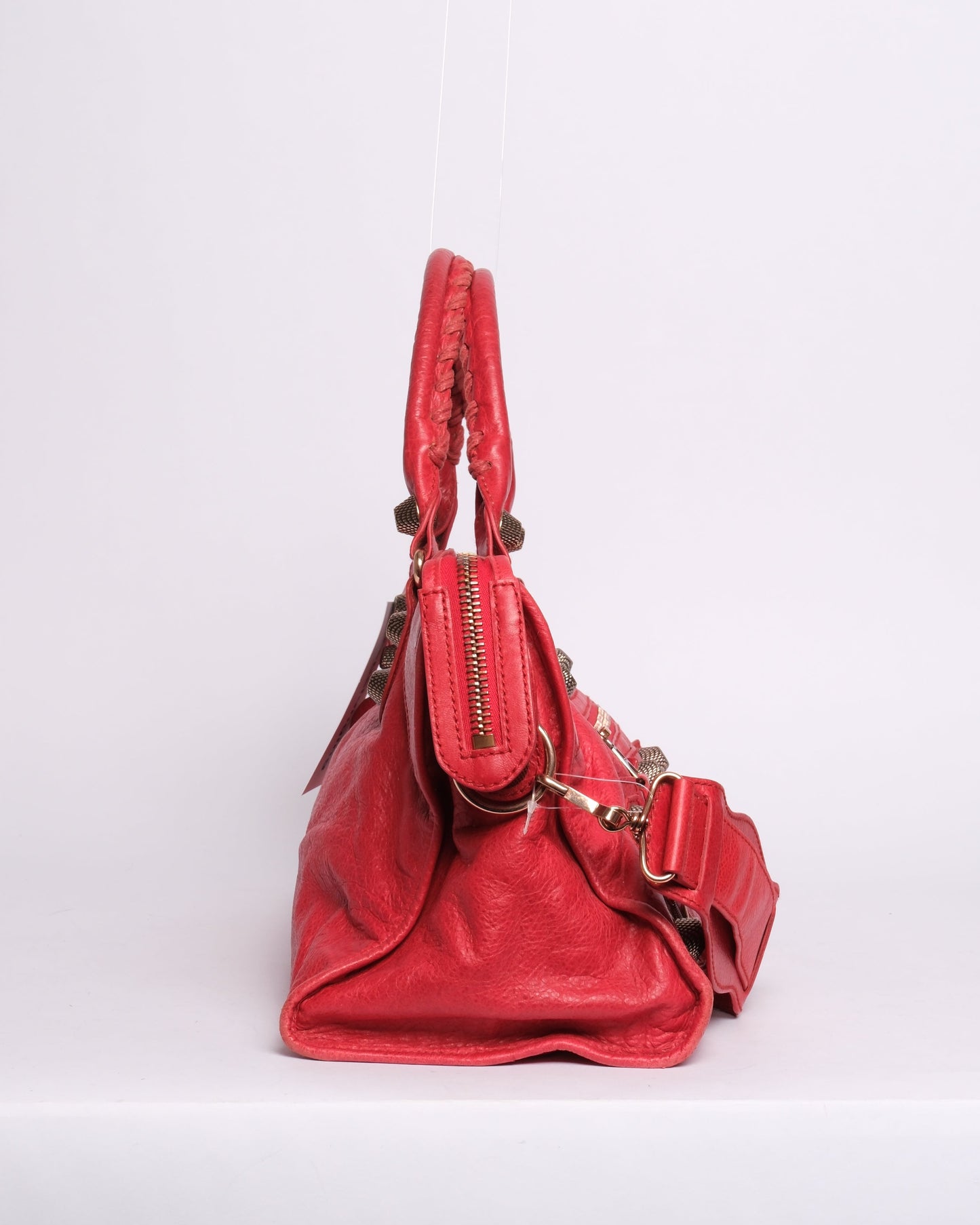 Balenciaga Red Leather "Part-Time" City Bag Giant Rose Gold HW