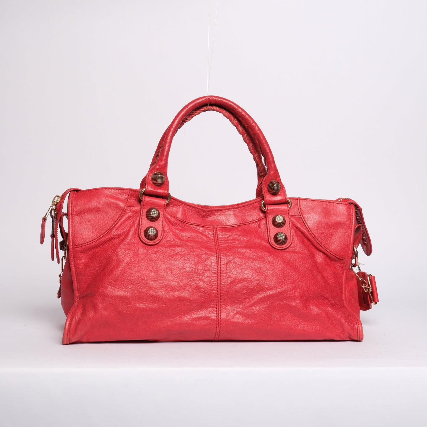 Balenciaga Red Leather "Part-Time" City Bag Giant Rose Gold HW
