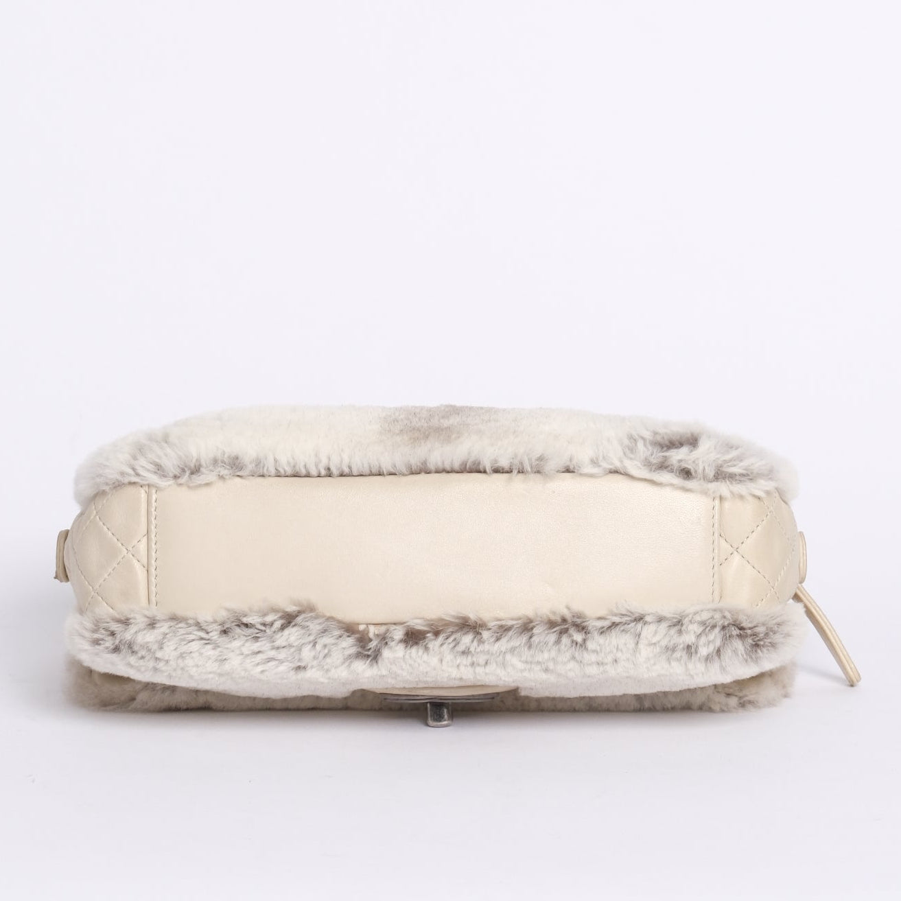 Chanel Beige Rabbit Fur Flap Chain Shoulder Bag