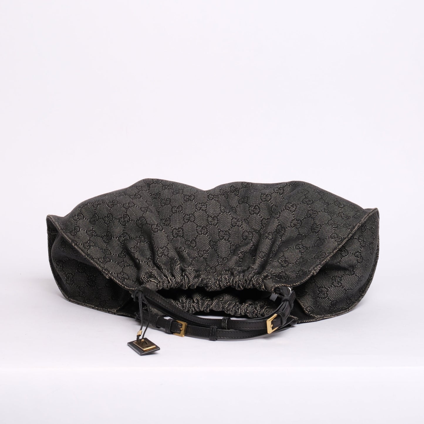 Gucci Black Denim Monogram Top Handle Bag