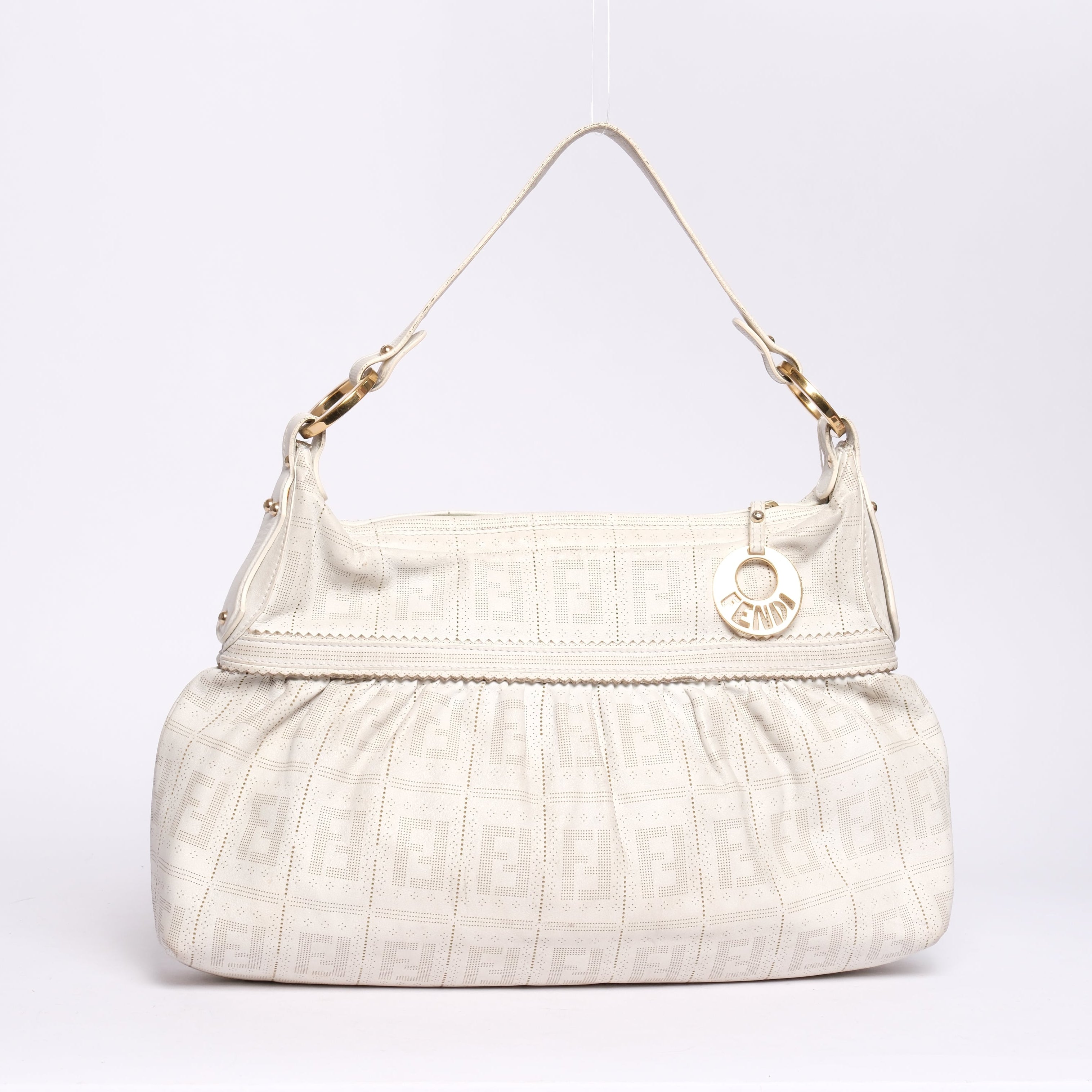 Fendi White Zucca Laser Cut Monogram Shoulder Bag – Rebelonging