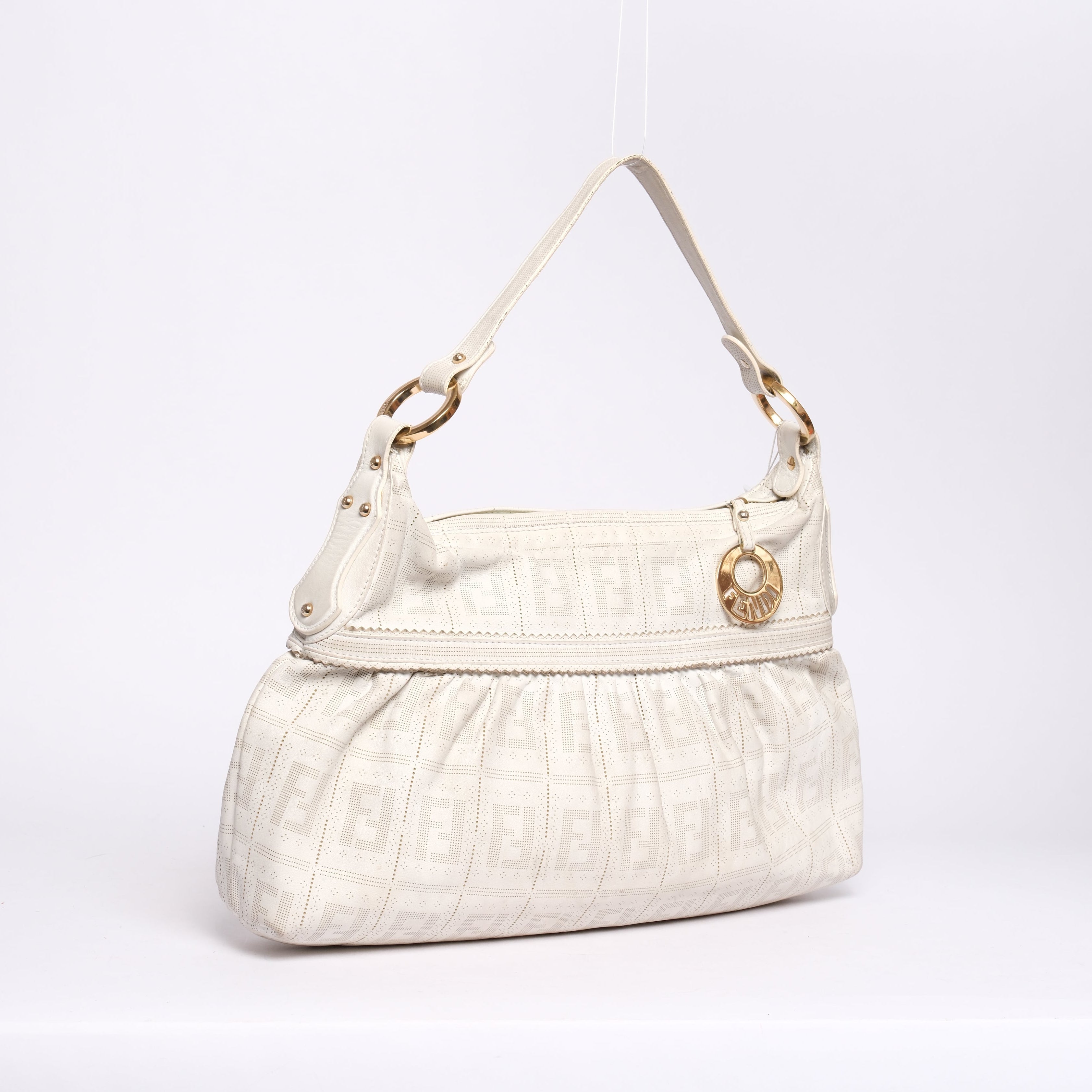 Fendi White Zucca Laser Cut Monogram Shoulder Bag – Rebelonging