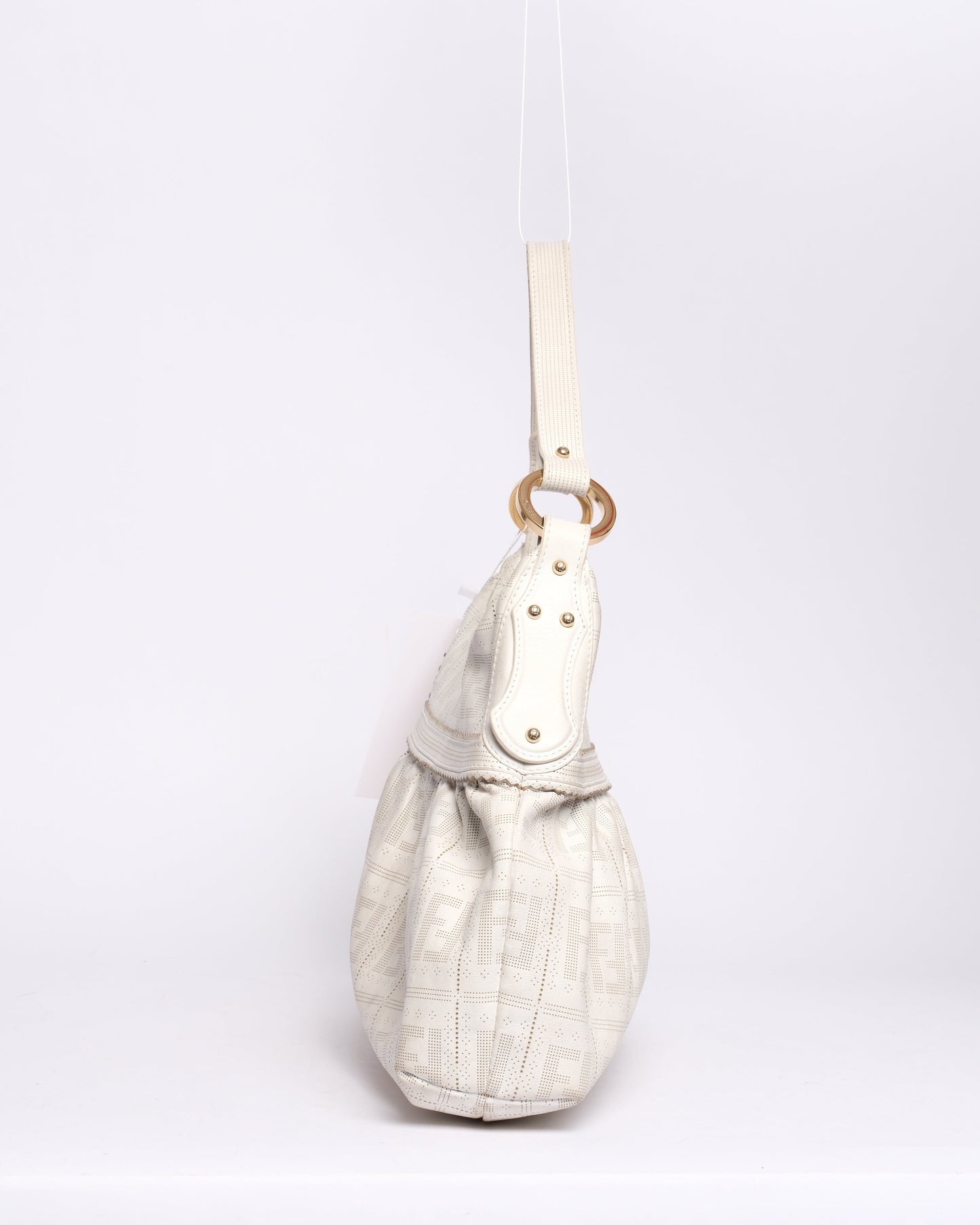 Fendi White Zucca Laser Cut Monogram Shoulder Bag