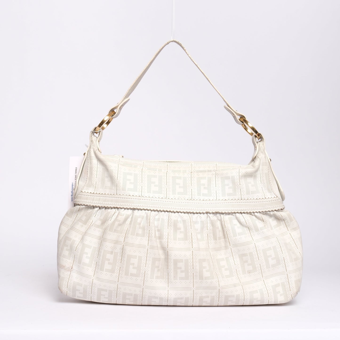 Fendi White Zucca Laser Cut Monogram Shoulder Bag
