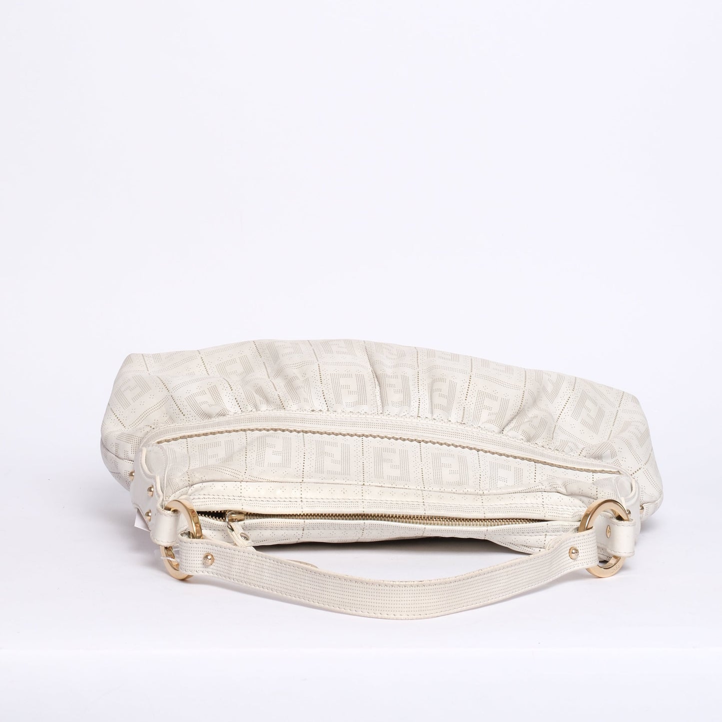 Fendi White Zucca Laser Cut Monogram Shoulder Bag