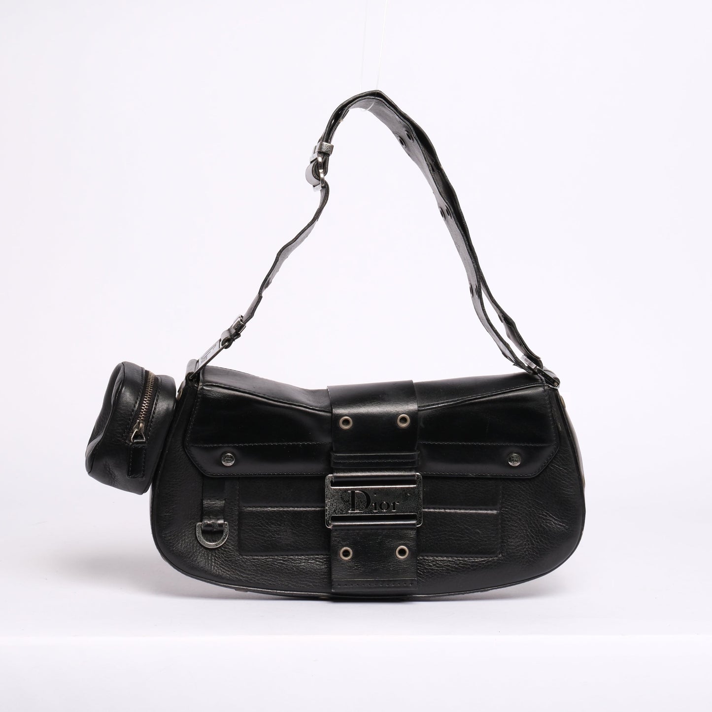 Christian Dior Black Leather Street Chic Columbus Shoulder Bag