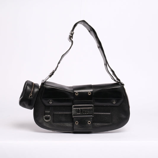 Christian Dior Black Leather Street Chic Columbus Shoulder Bag