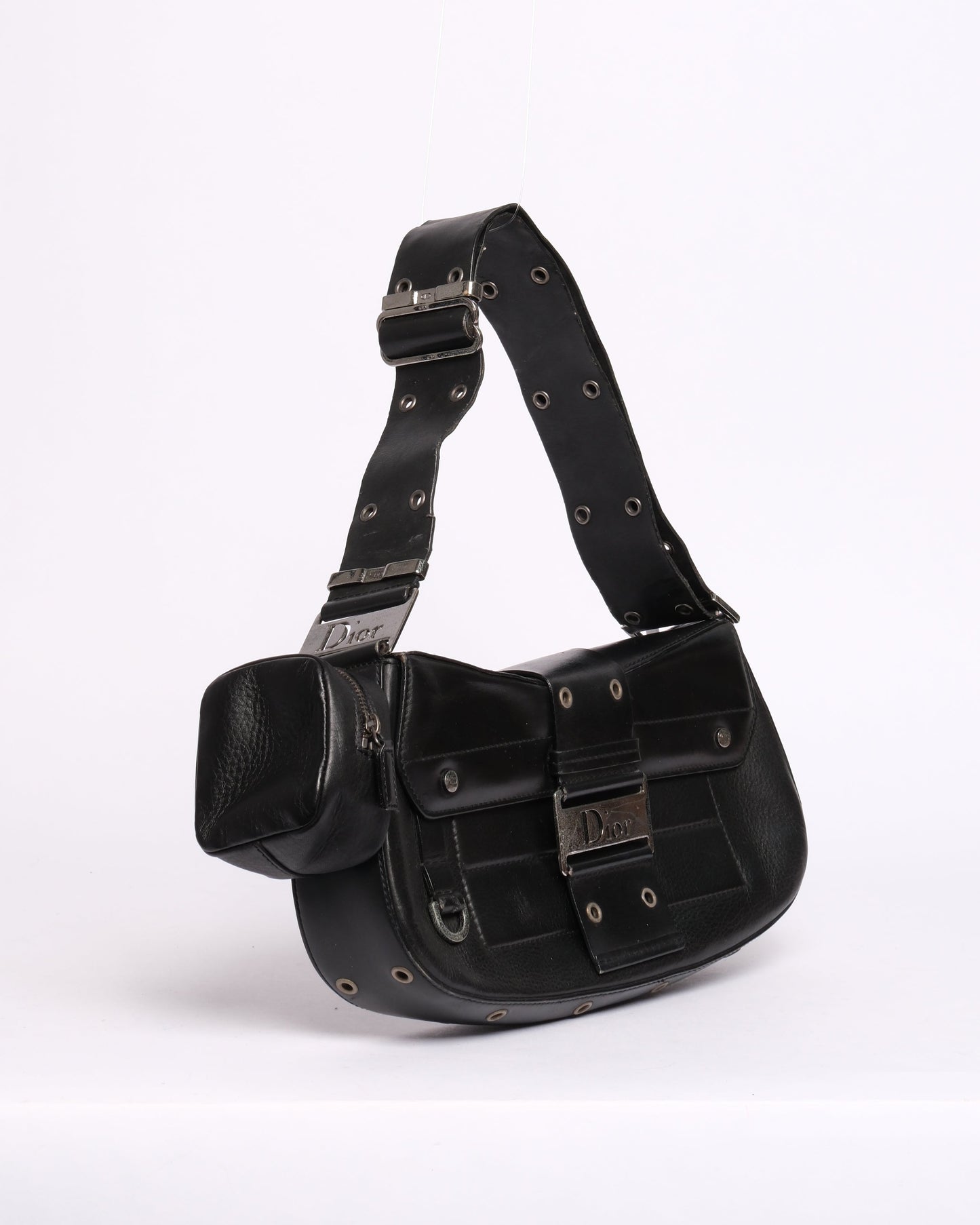 Christian Dior Black Leather Street Chic Columbus Shoulder Bag