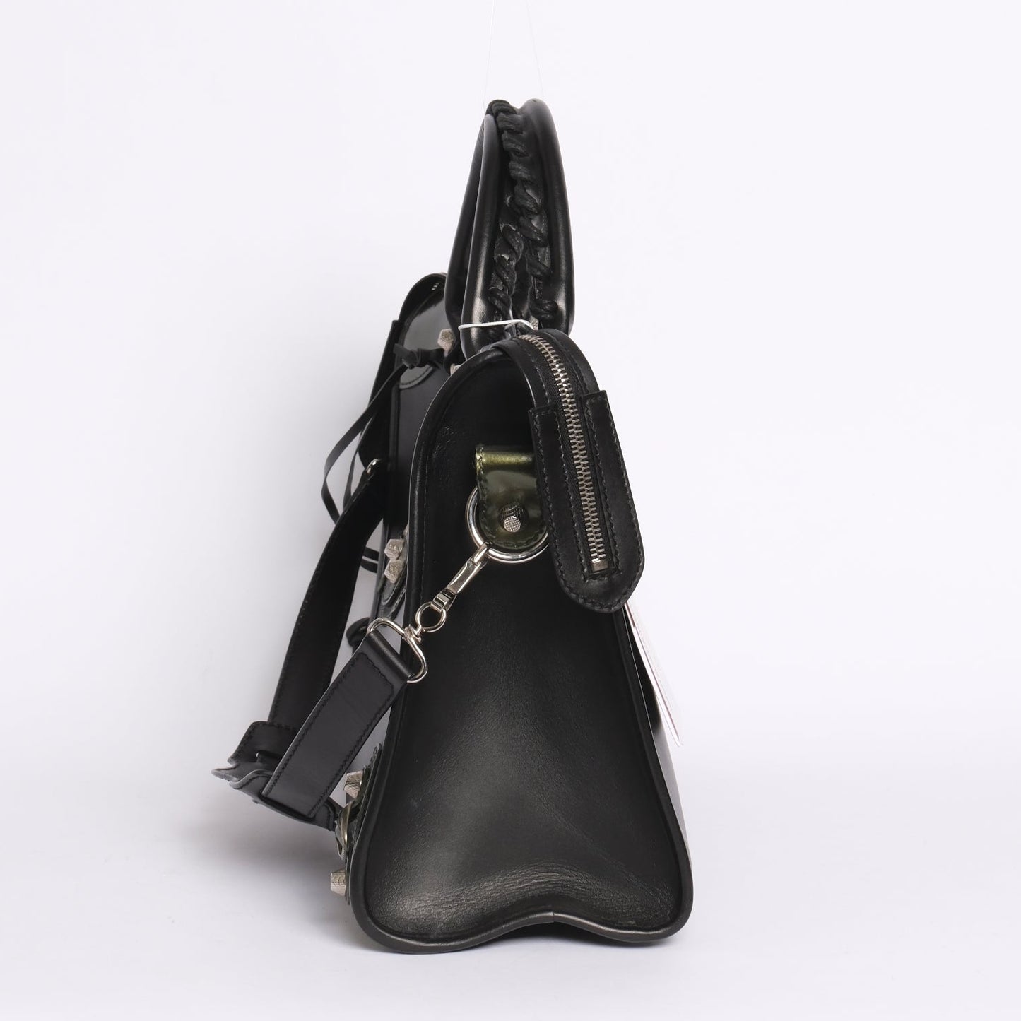 Balenciaga Black & Green Leather City bag