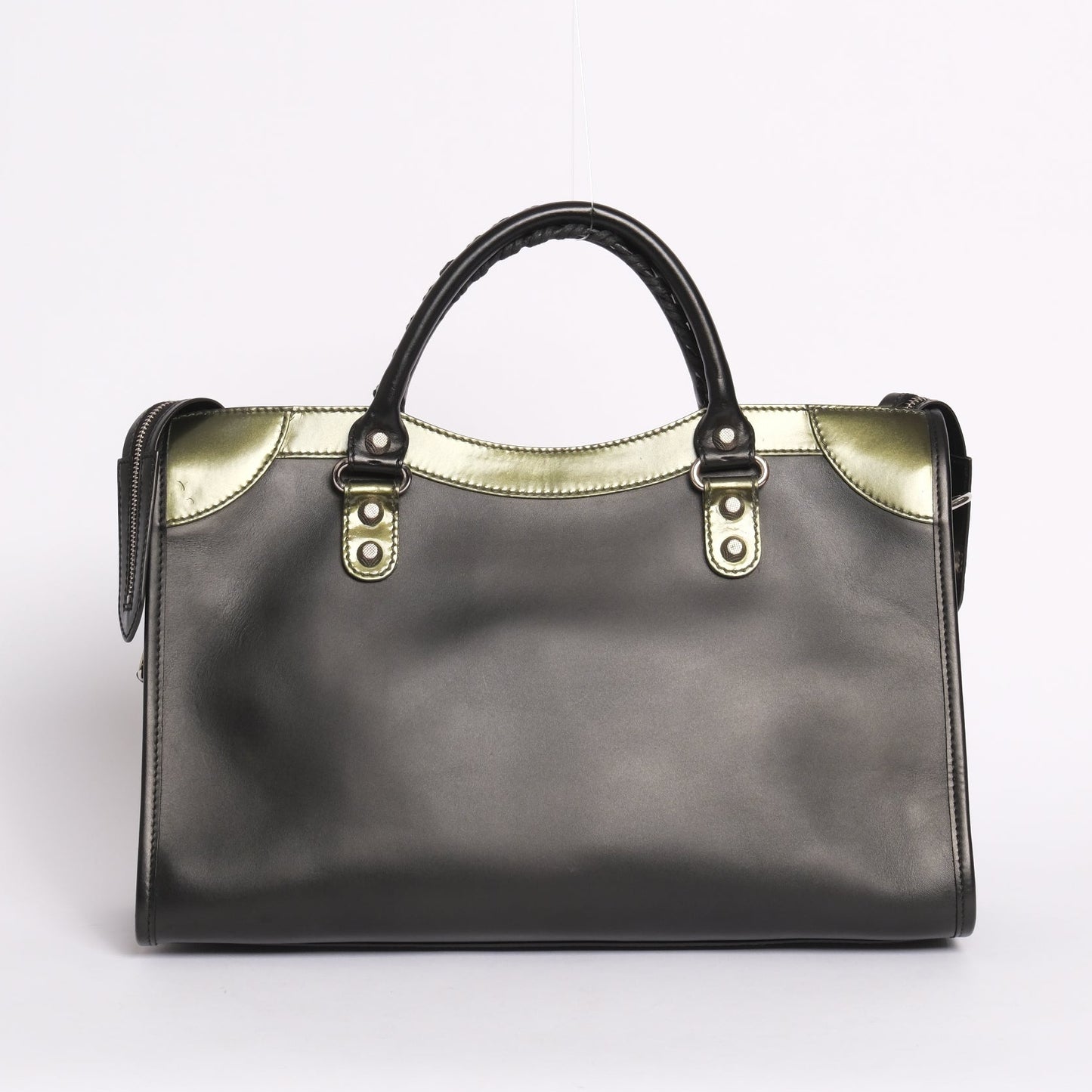 Balenciaga Black & Green Leather City bag