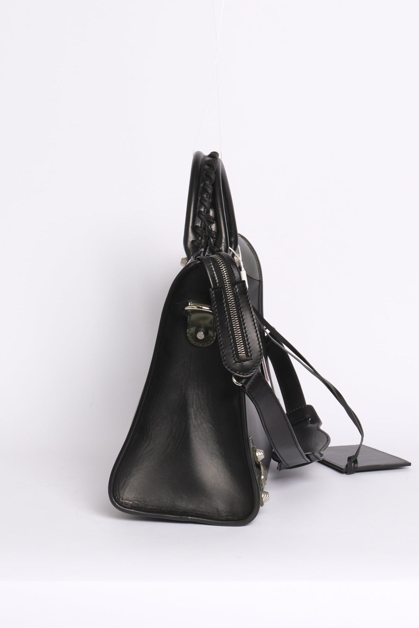 Balenciaga Black & Green Leather City bag