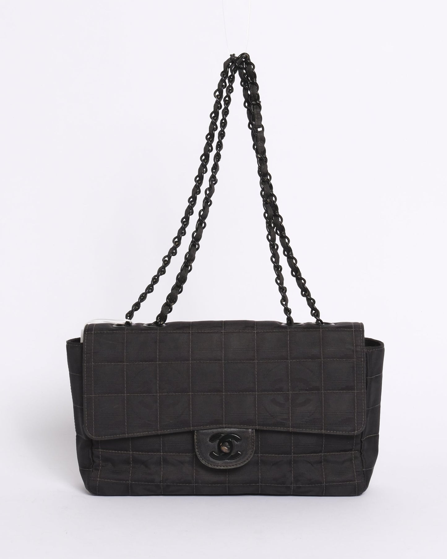 Chanel 2002 Black Travel Ligne Classic Medium Flap Bag