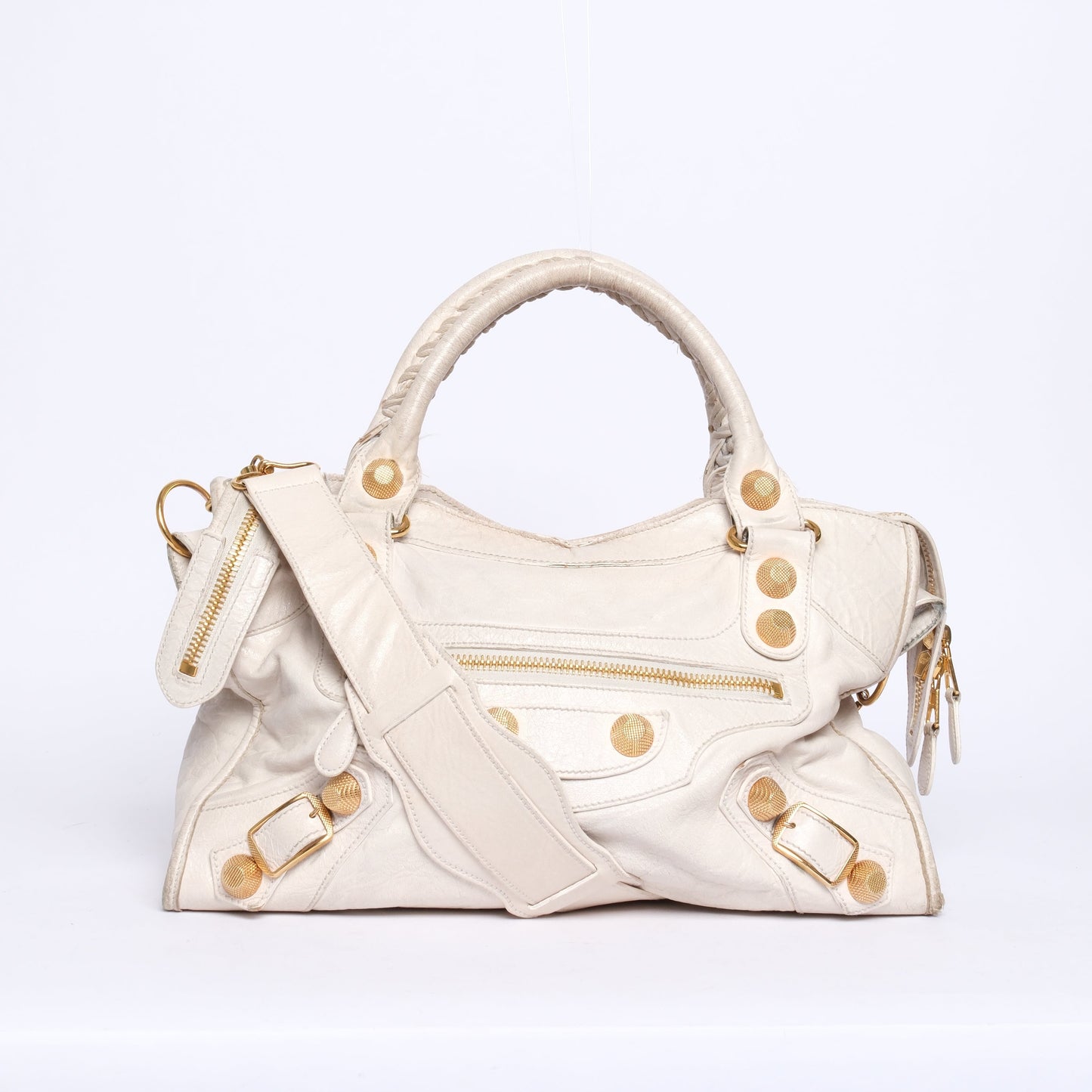 Balenciaga Off-White City Bag w/ Gold Giant Hardware