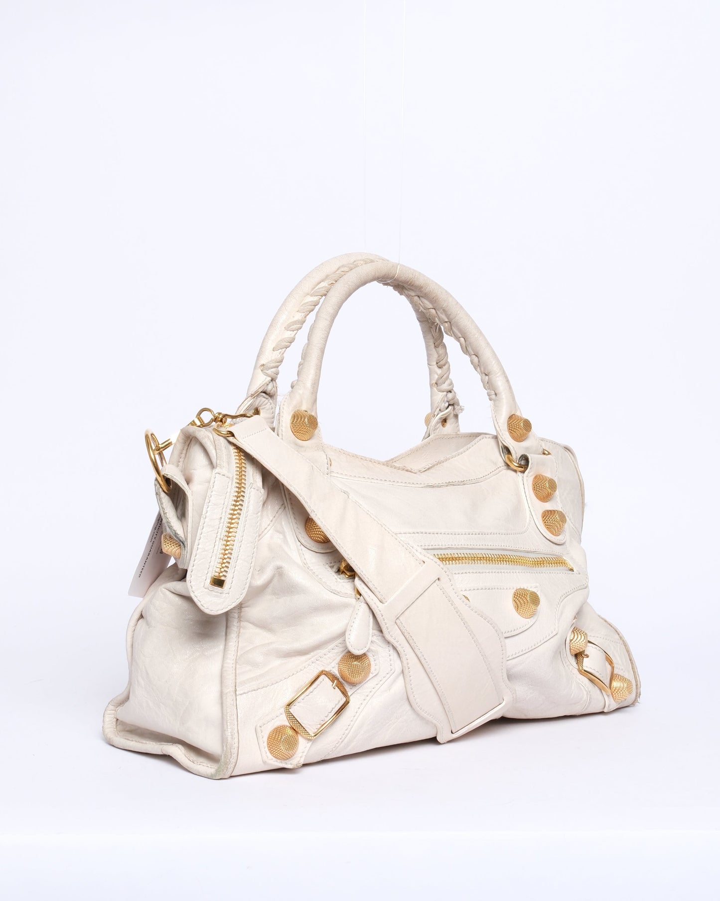 Balenciaga Off-White City Bag w/ Gold Giant Hardware