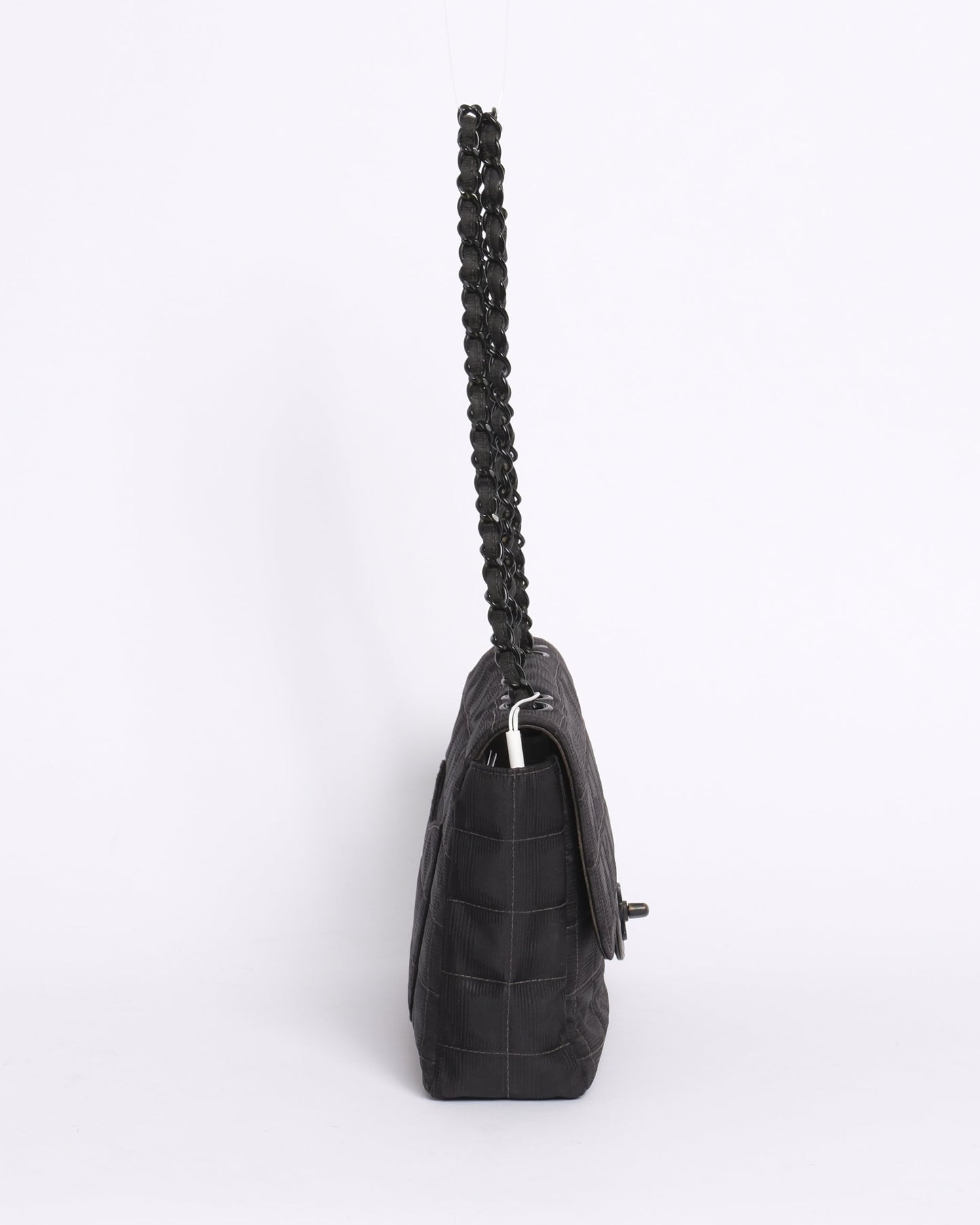 Chanel 2002 Black Travel Ligne Classic Medium Flap Bag