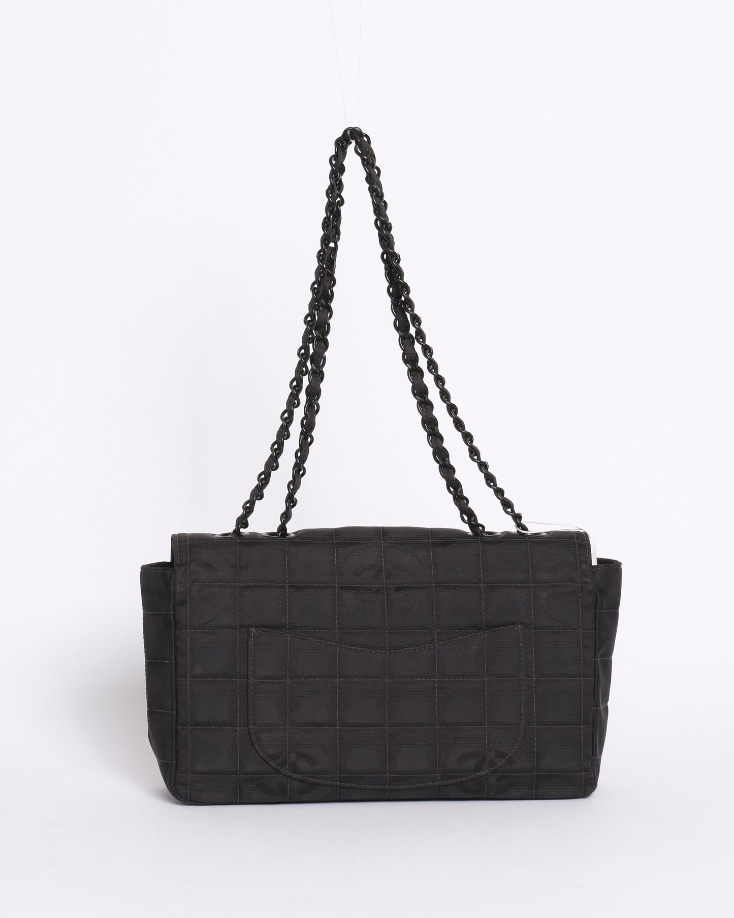 Chanel 2002 Black Travel Ligne Classic Medium Flap Bag