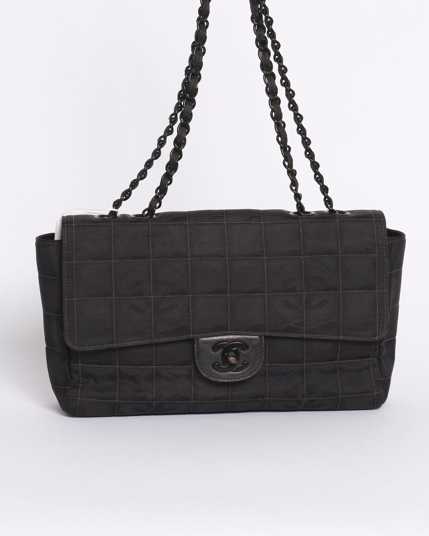 Chanel 2002 Black Travel Ligne Classic Medium Flap Bag