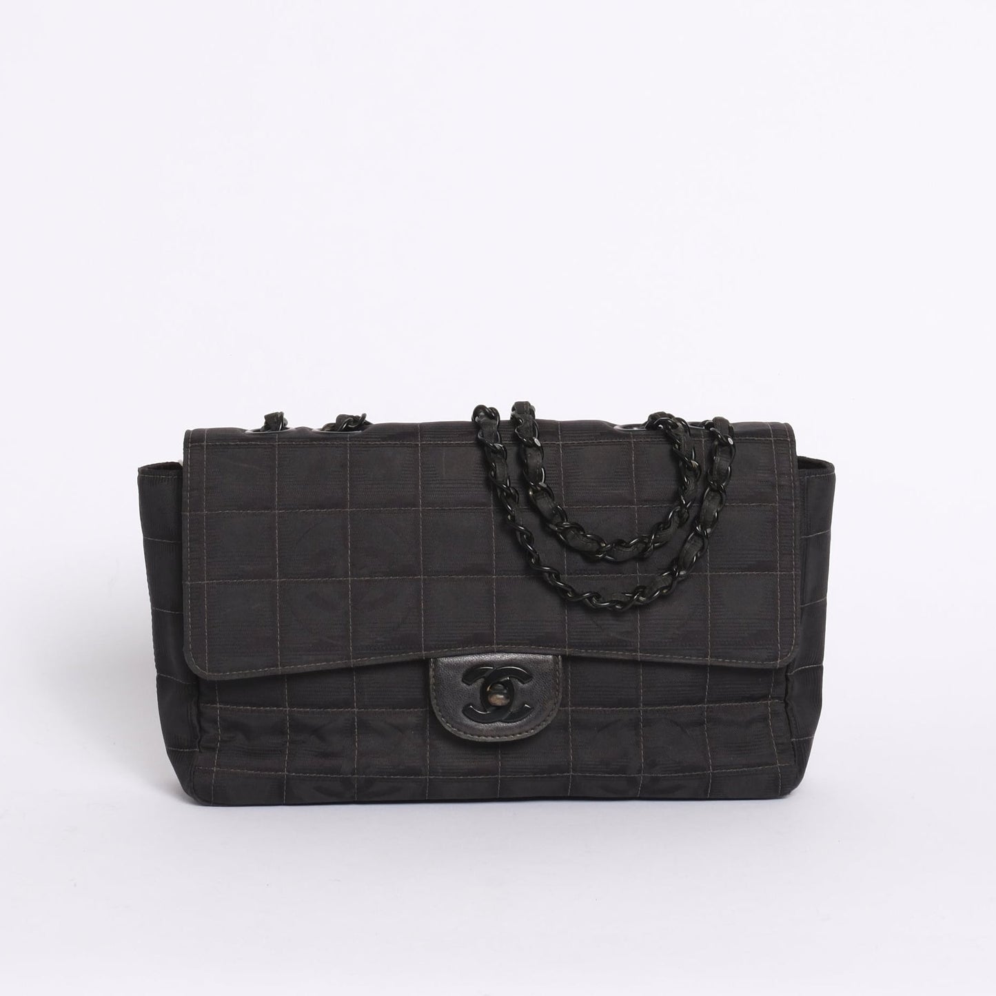 Chanel 2002 Black Travel Ligne Classic Medium Flap Bag