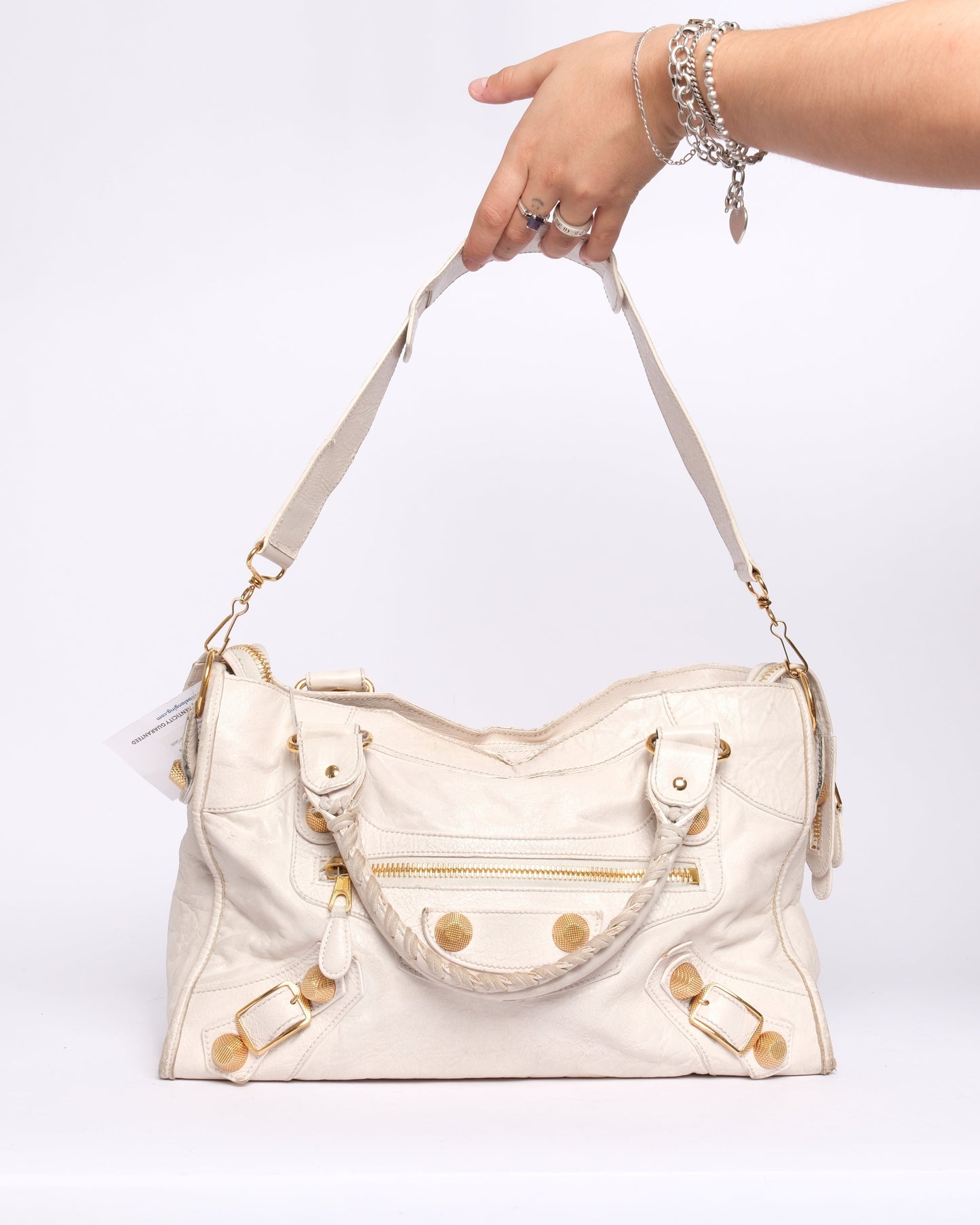 Balenciaga Off-White City Bag w/ Gold Giant Hardware
