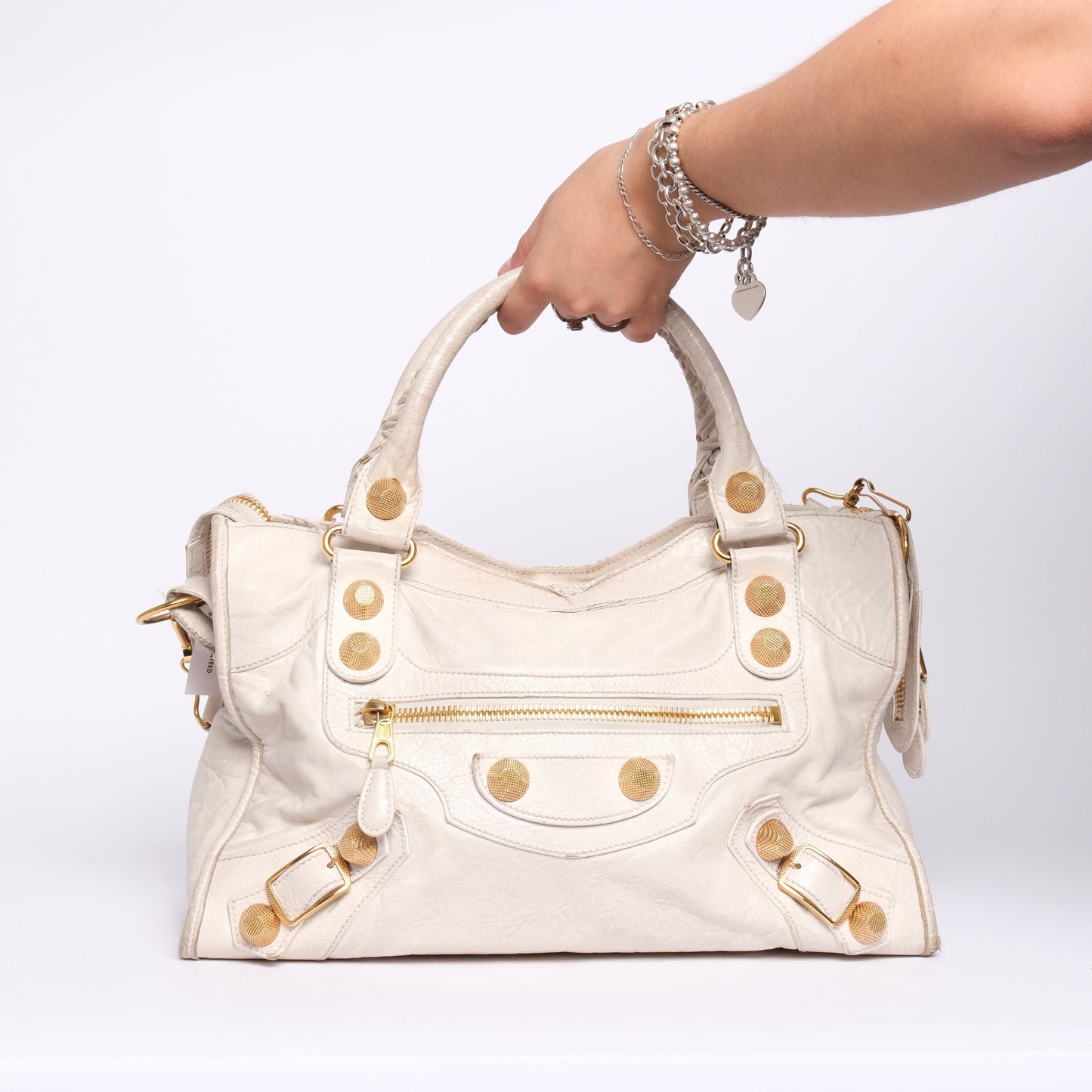 Balenciaga Off-White City Bag w/ Gold Giant Hardware
