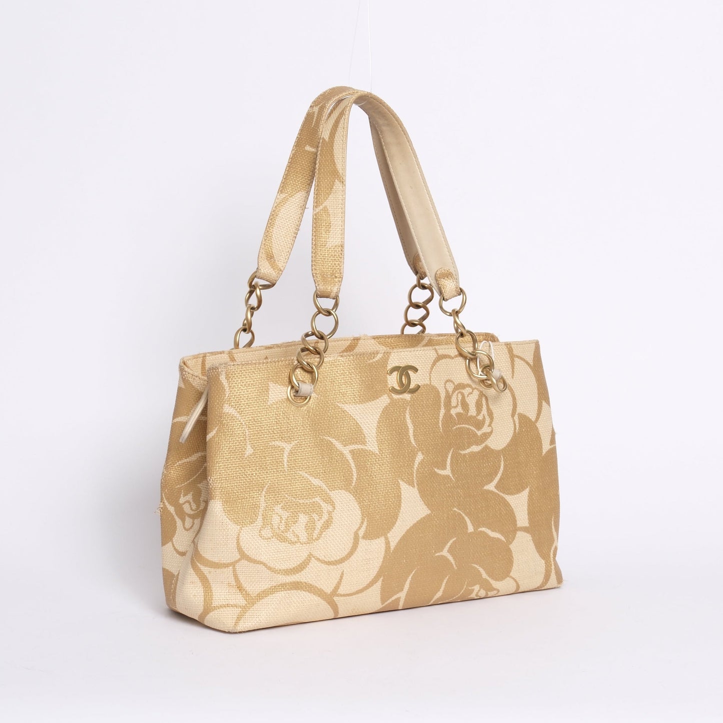 Chanel Gold Raffia Camilla Tote Bag