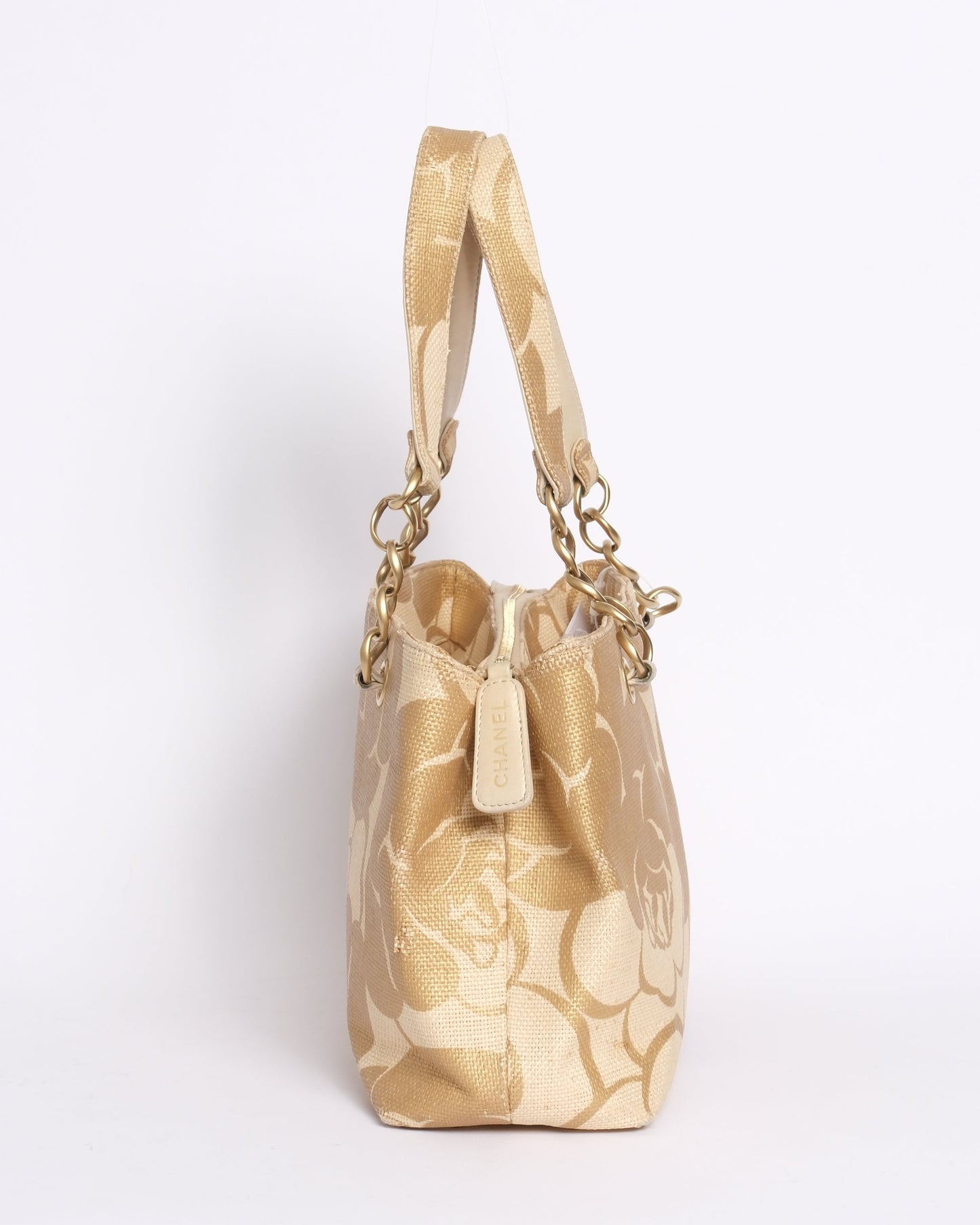 Chanel Gold Raffia Camilla Tote Bag