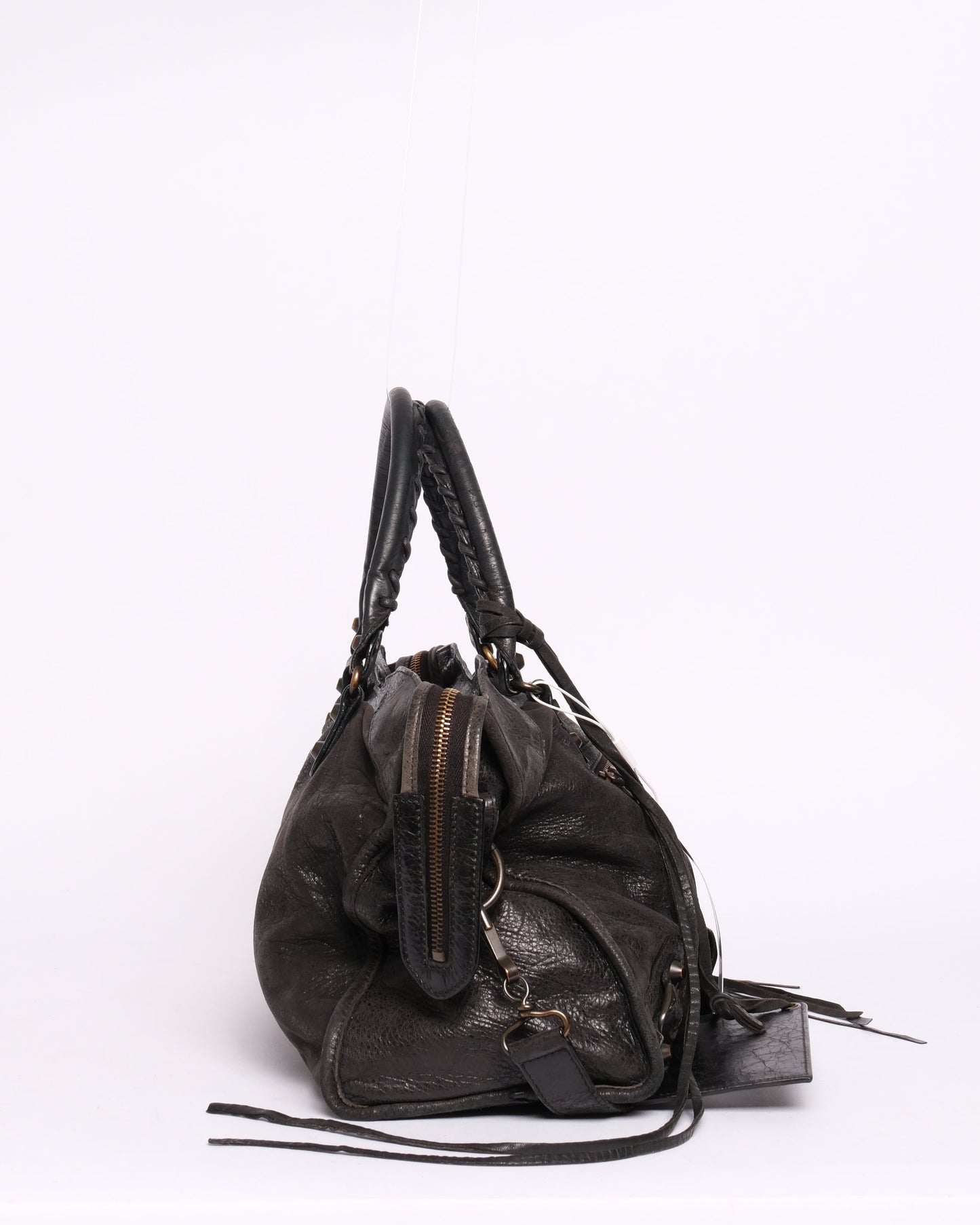 Balenciaga Black Leather City Bag Brass HW