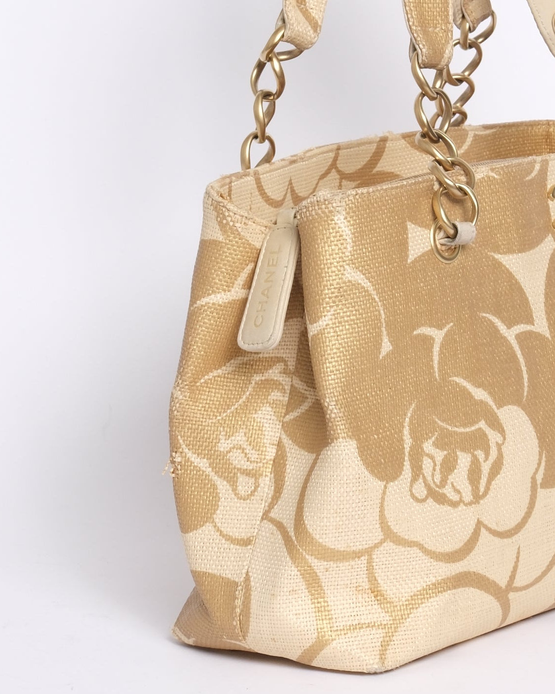 Chanel Gold Raffia Camilla Tote Bag