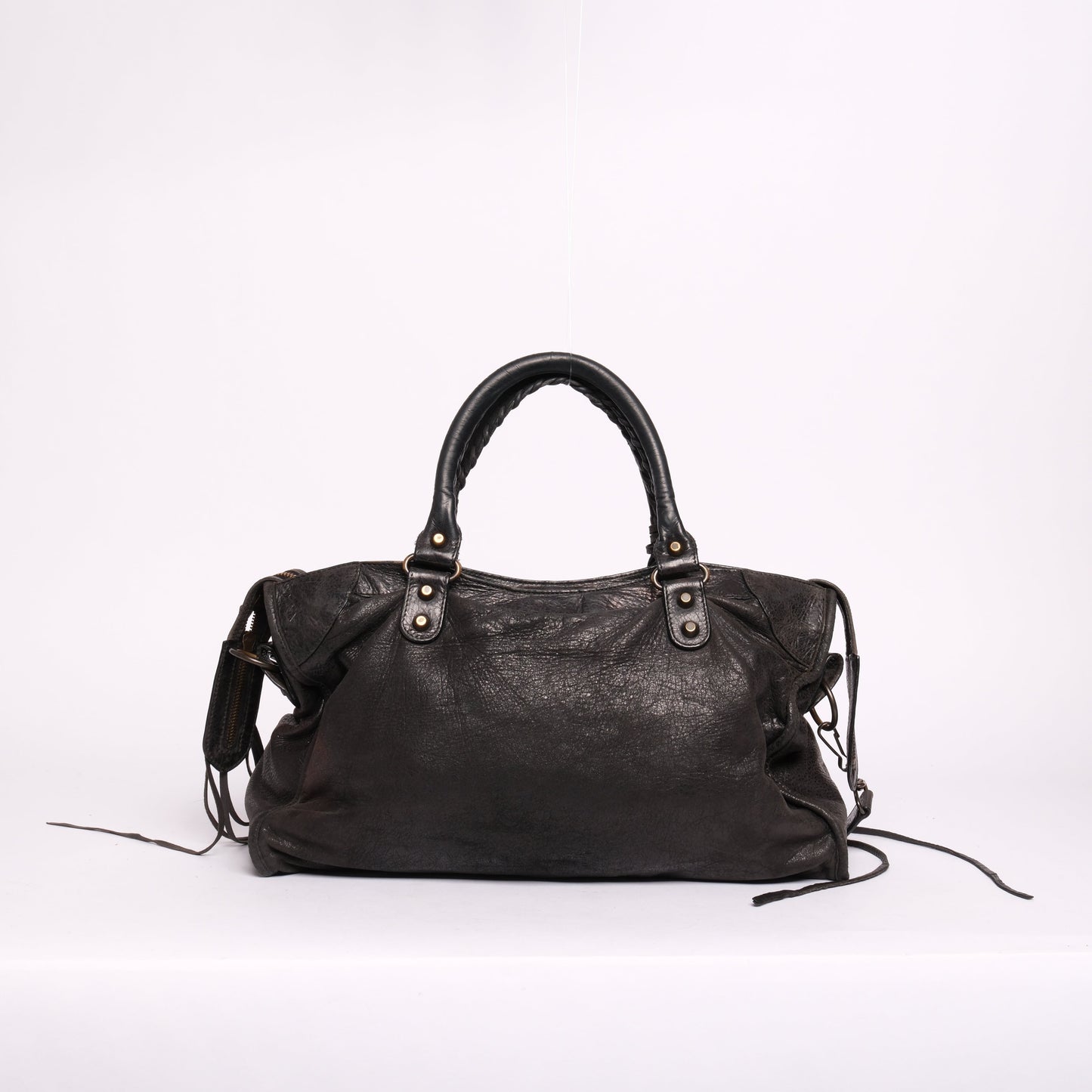Balenciaga Black Leather City Bag Brass HW