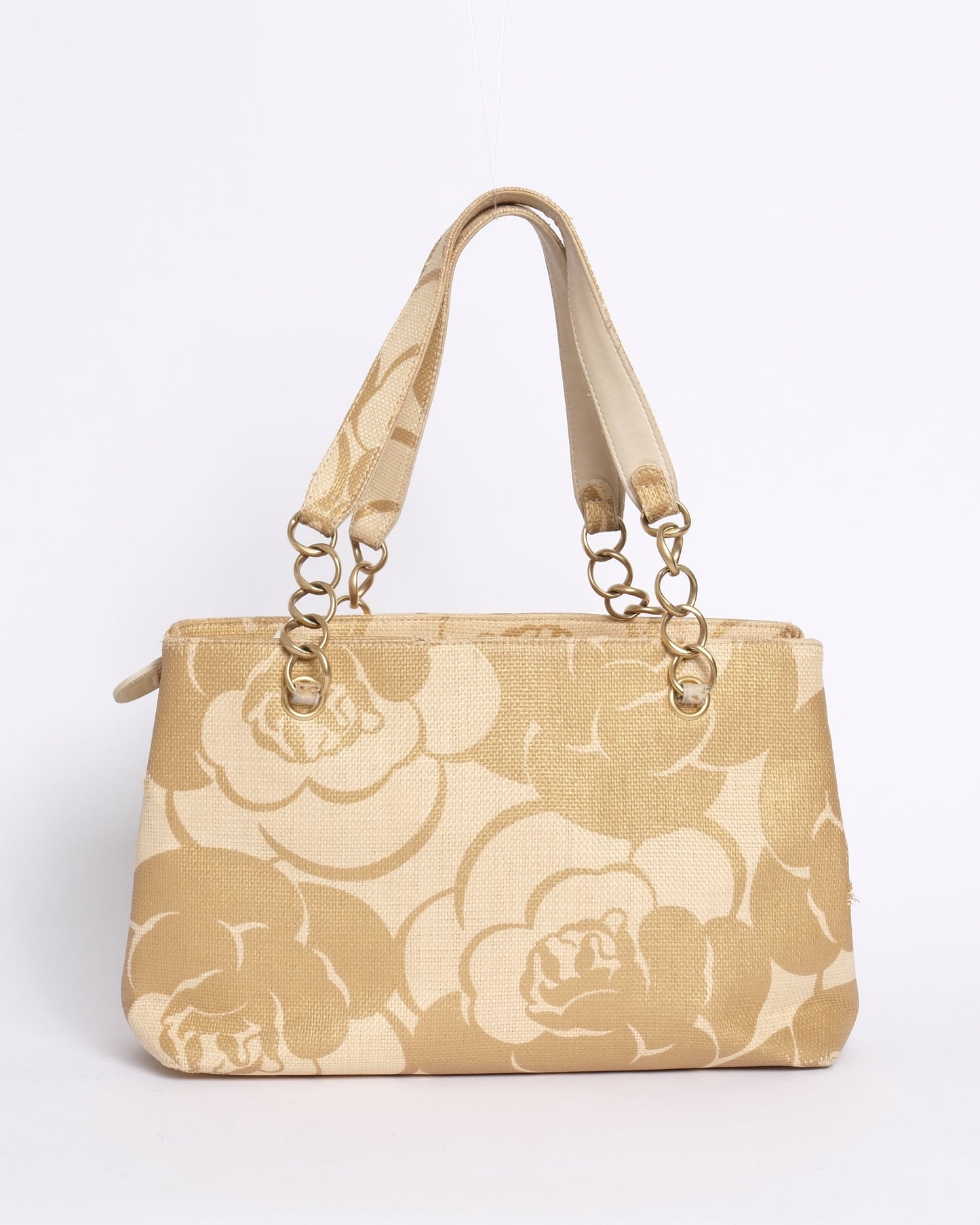 Chanel Gold Raffia Camilla Tote Bag