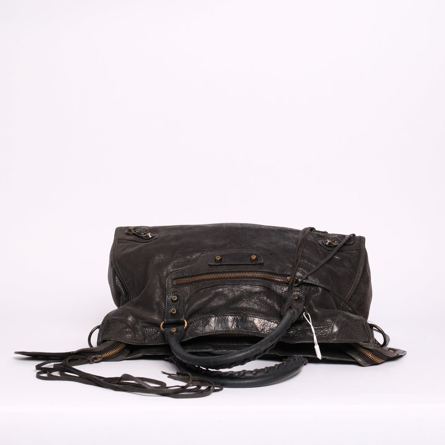 Balenciaga Black Leather City Bag Brass HW