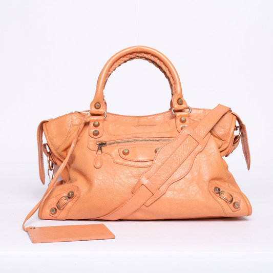 Balenciaga Orange Leather City Bag GHW