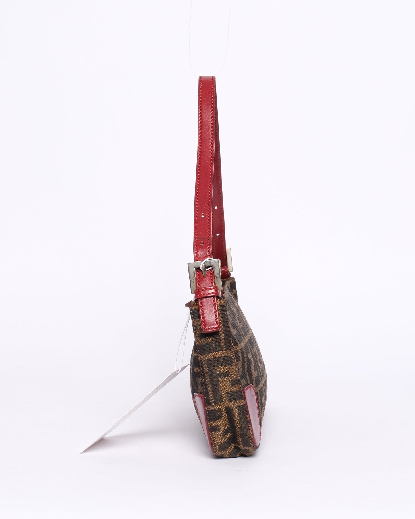 Fendi Brown & Red Canvas & Leather Pochette Accessory