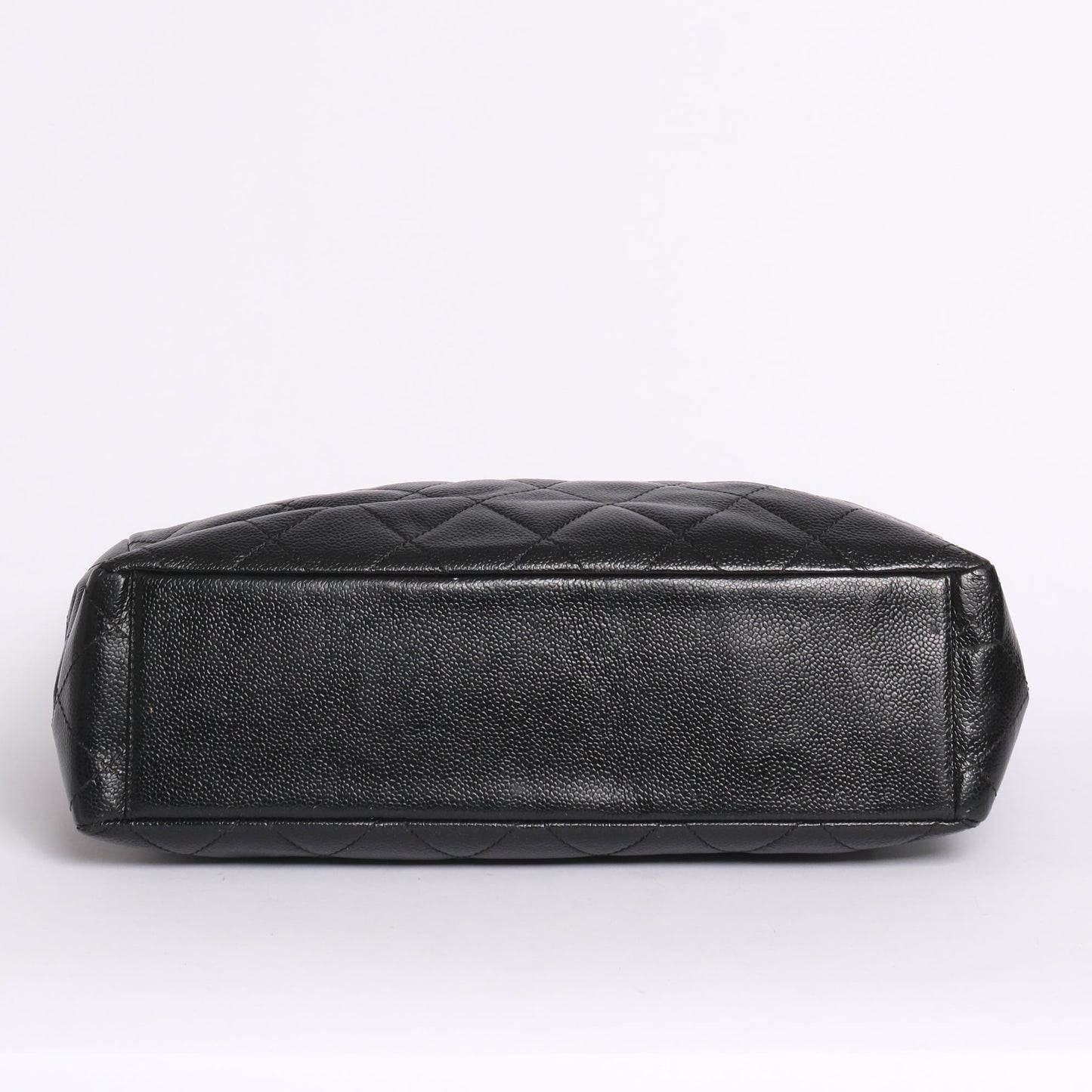 Chanel 2000 Black Caviar Leather Quilted Chain Tote Flap