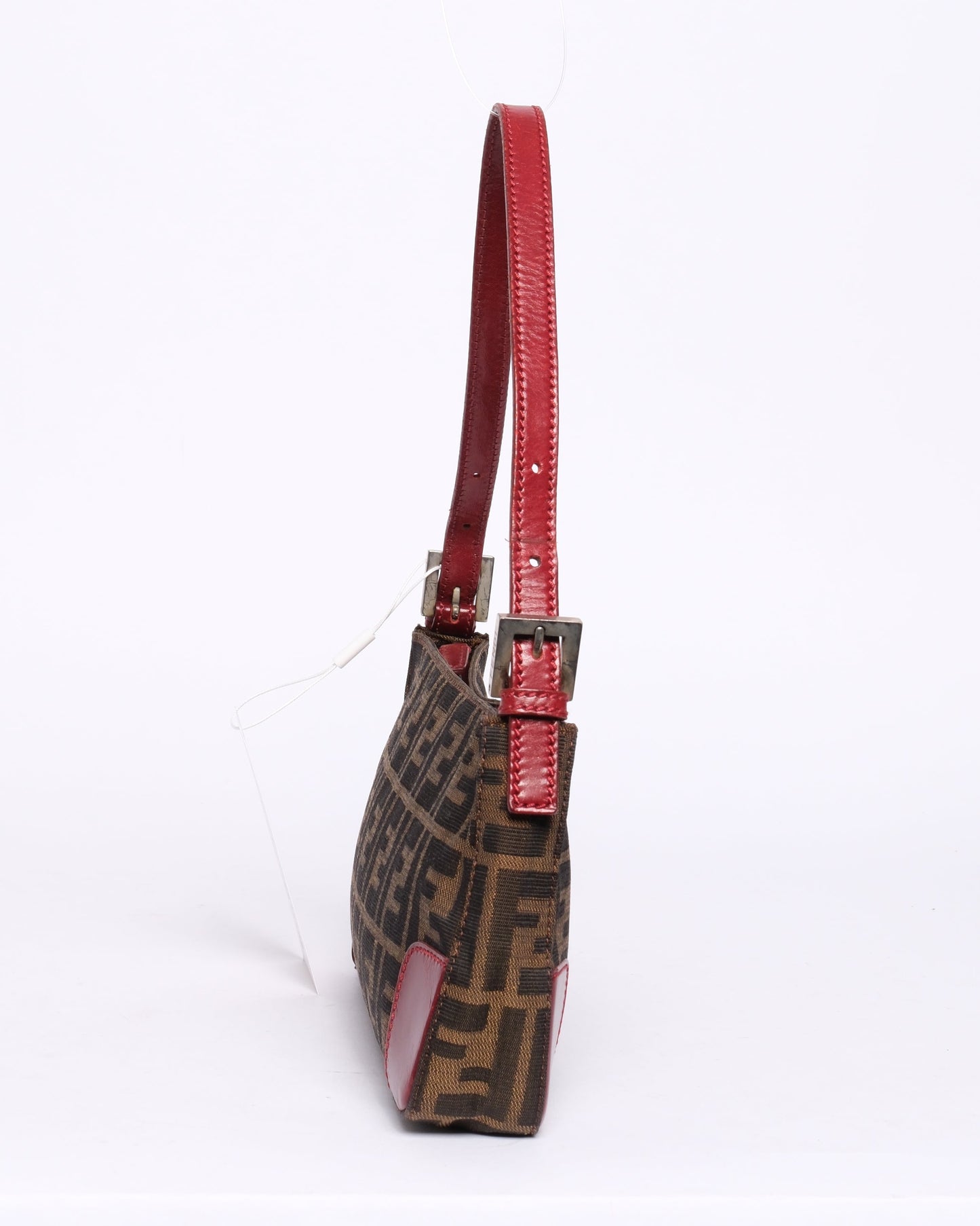 Fendi Brown & Red Canvas & Leather Pochette Accessory