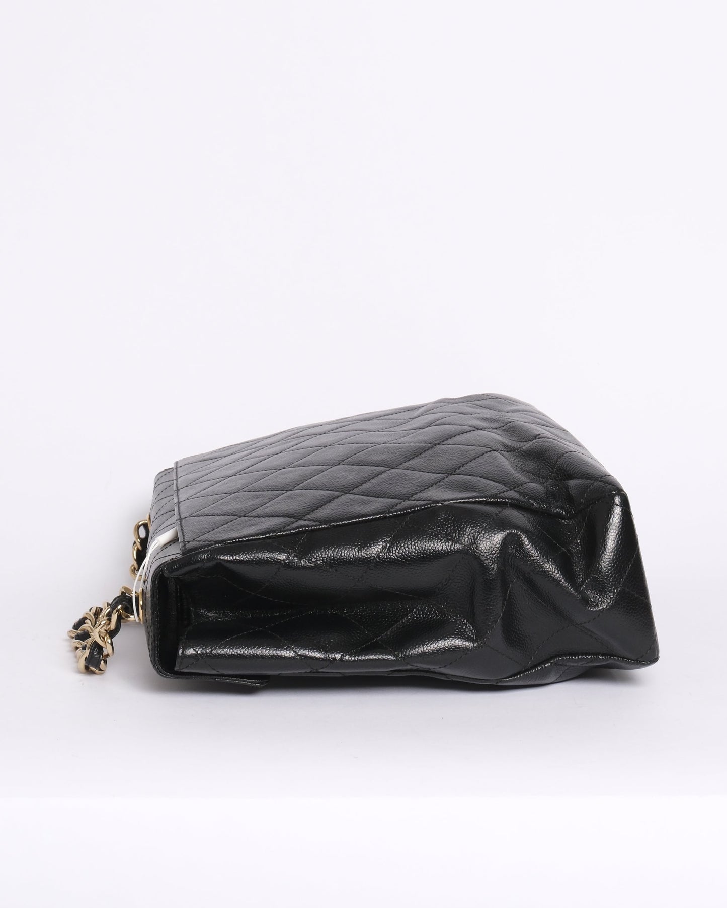 Chanel 2000 Black Caviar Leather Quilted Chain Tote Flap