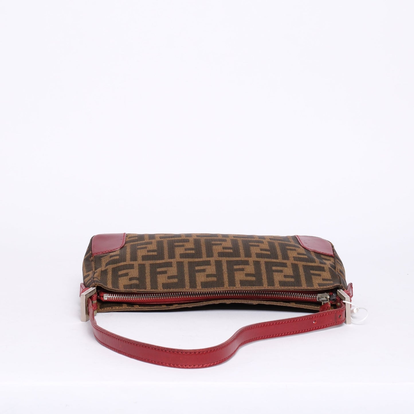 Fendi Brown & Red Canvas & Leather Pochette Accessory